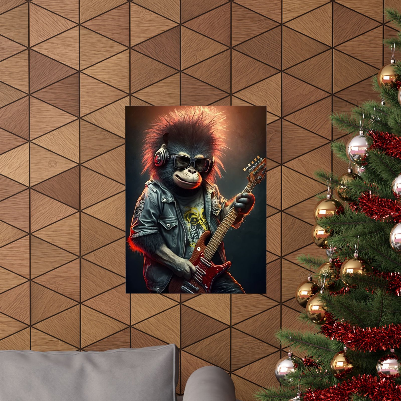 Rockin' Monkey Poster, Funky Art for Music Lovers, Retro Wall Decor, Gift for Musicians, Unique Home Decor, Animal Art - Image 3