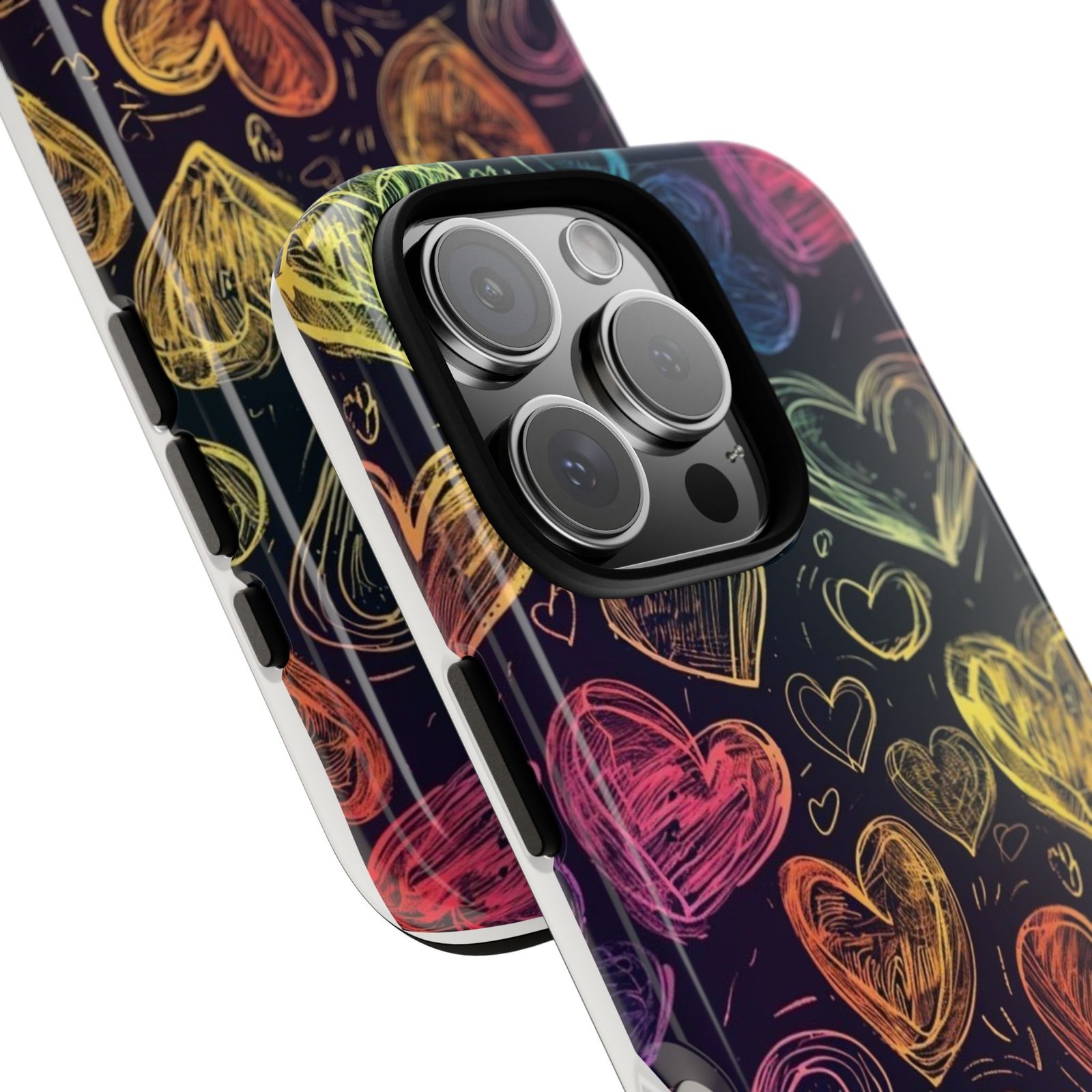 Colorful Heart Phone Case, Rainbow Love Design, Tough Phone Case, Gift for Couples, Fun Phone Accessory, Cute Heart Case - Image 107