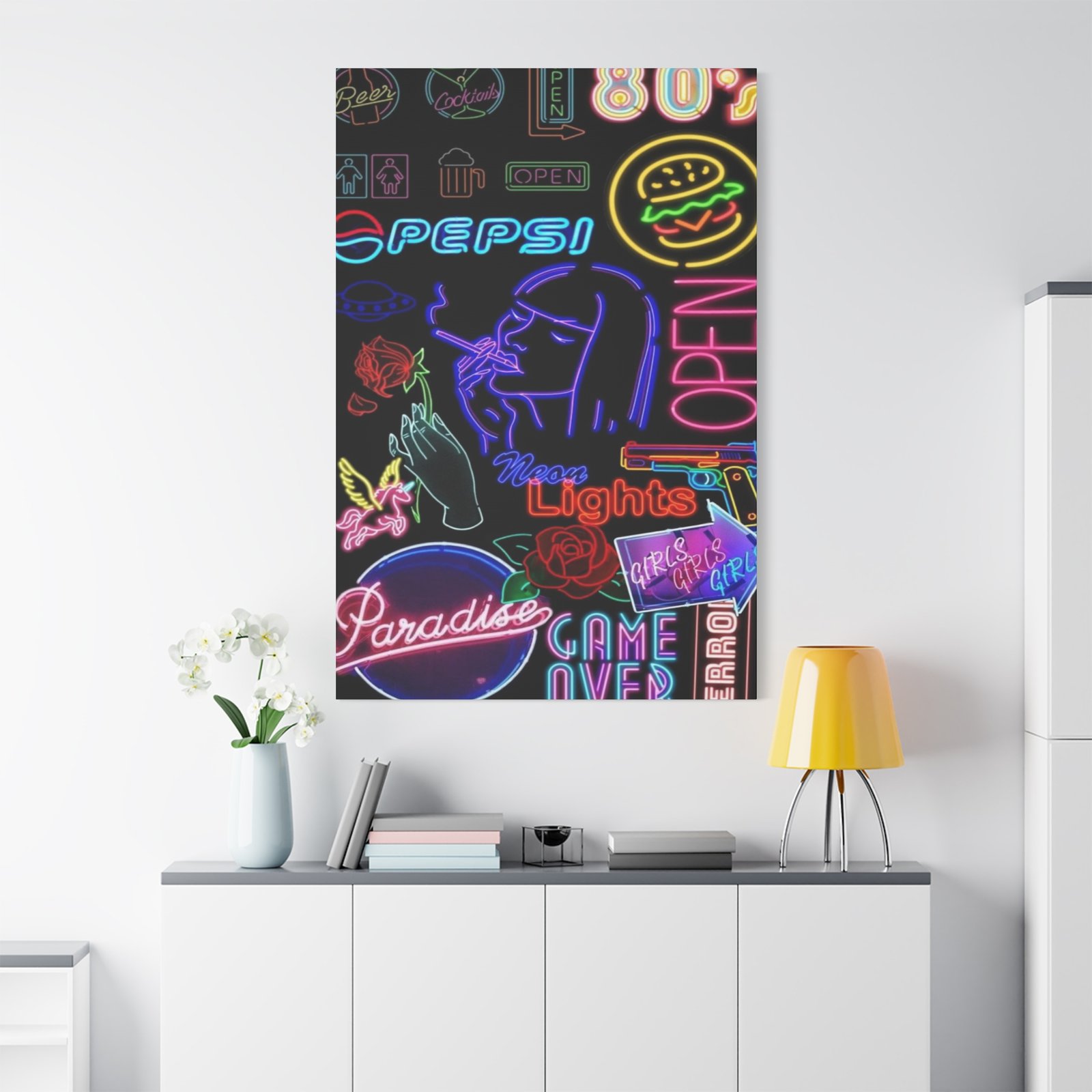 Neon Lights Wall Art, Colorful Canvas Print, Perfect for Home Decor, Gifts for Friends, Nightlife Aesthetic, Retro Vibes - Image 5