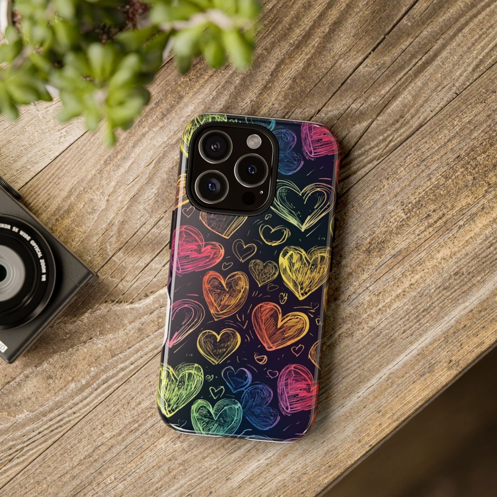 Colorful Heart Phone Case, Rainbow Love Design, Tough Phone Case, Gift for Couples, Fun Phone Accessory, Cute Heart Case - Image 109