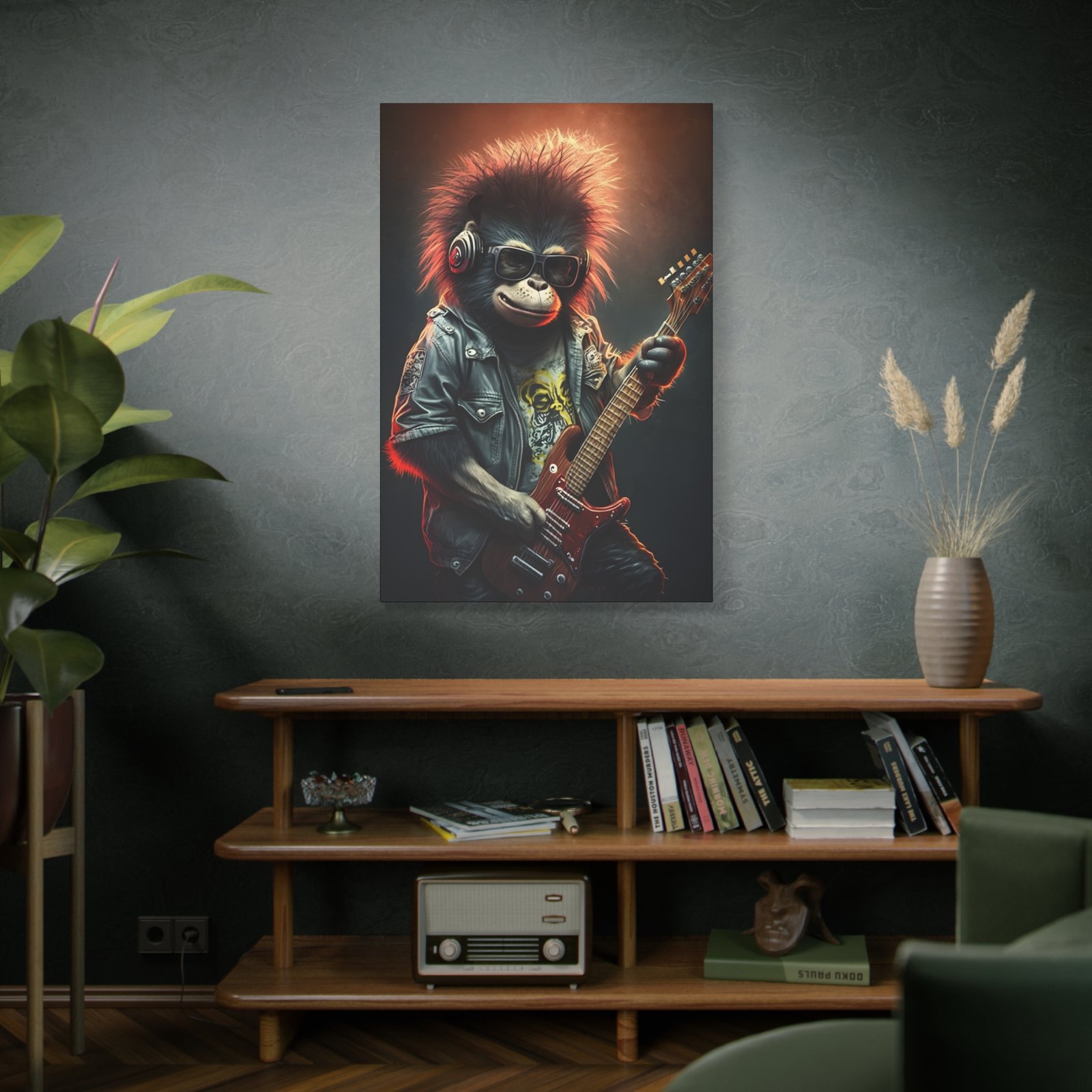 Rockstar Monkey Canvas Art Print, Music Decor, Gorilla Wall Art, Fun Artwork, Gift for Musicians, Birthday, Funky Home Decor - Image 6