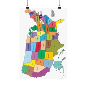 Colorful North America Map Poster, Perfect for Office Decor, Gift for Geography Lovers, Educational Wall Art, Home Decoration, Travel