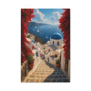 Santorini Seascape Canvas Print, Ocean Decor, Beach House Wall Art, Gift for Travel Lovers, Mediterranean Home Decoration