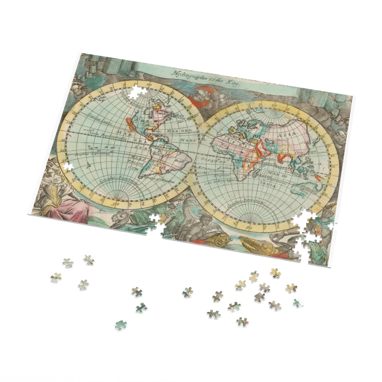 Vintage World Map Jigsaw Puzzle with Tin, Educational Gift, Home Decor, Family Activity, Travel Enthusiast Set, 500 Pieces - Image 4