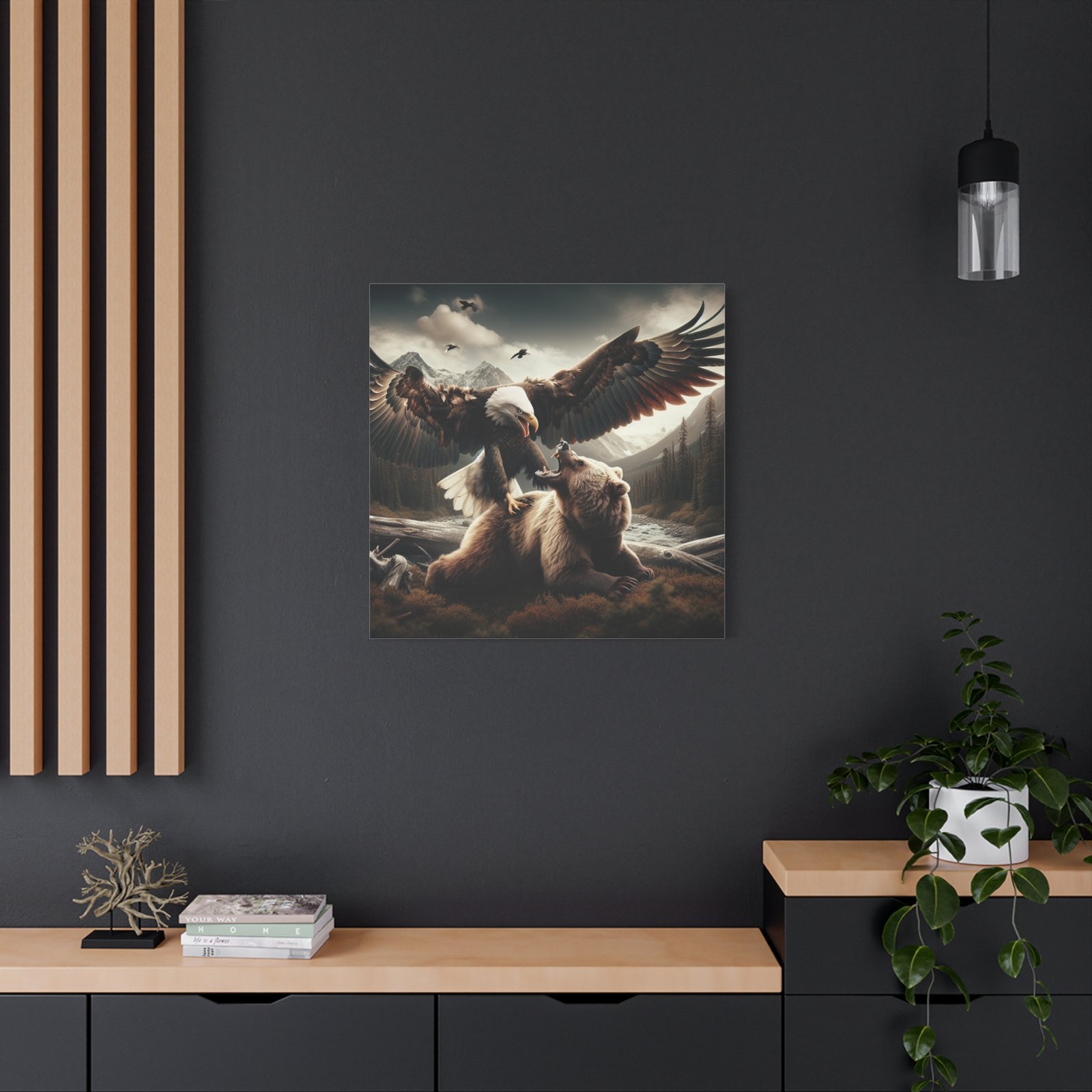 Nature Wildlife Art Canvas - Majestic Eagle & Bear, Home Decor, Wall Art, Nature Lovers Gift, Adventure Theme, Rustic Decor - Image 7