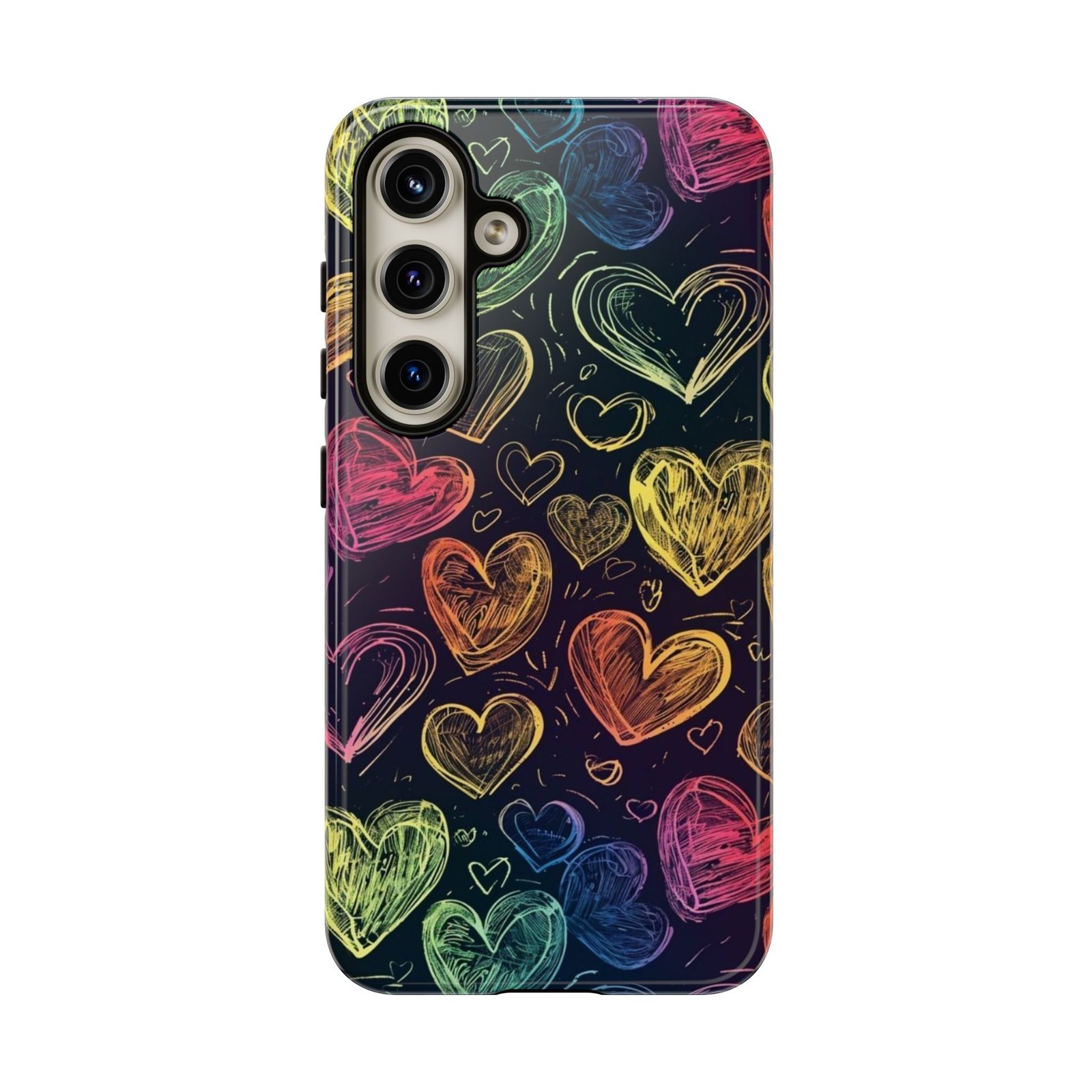 Colorful Heart Phone Case, Rainbow Love Design, Tough Phone Case, Gift for Couples, Fun Phone Accessory, Cute Heart Case - Image 78
