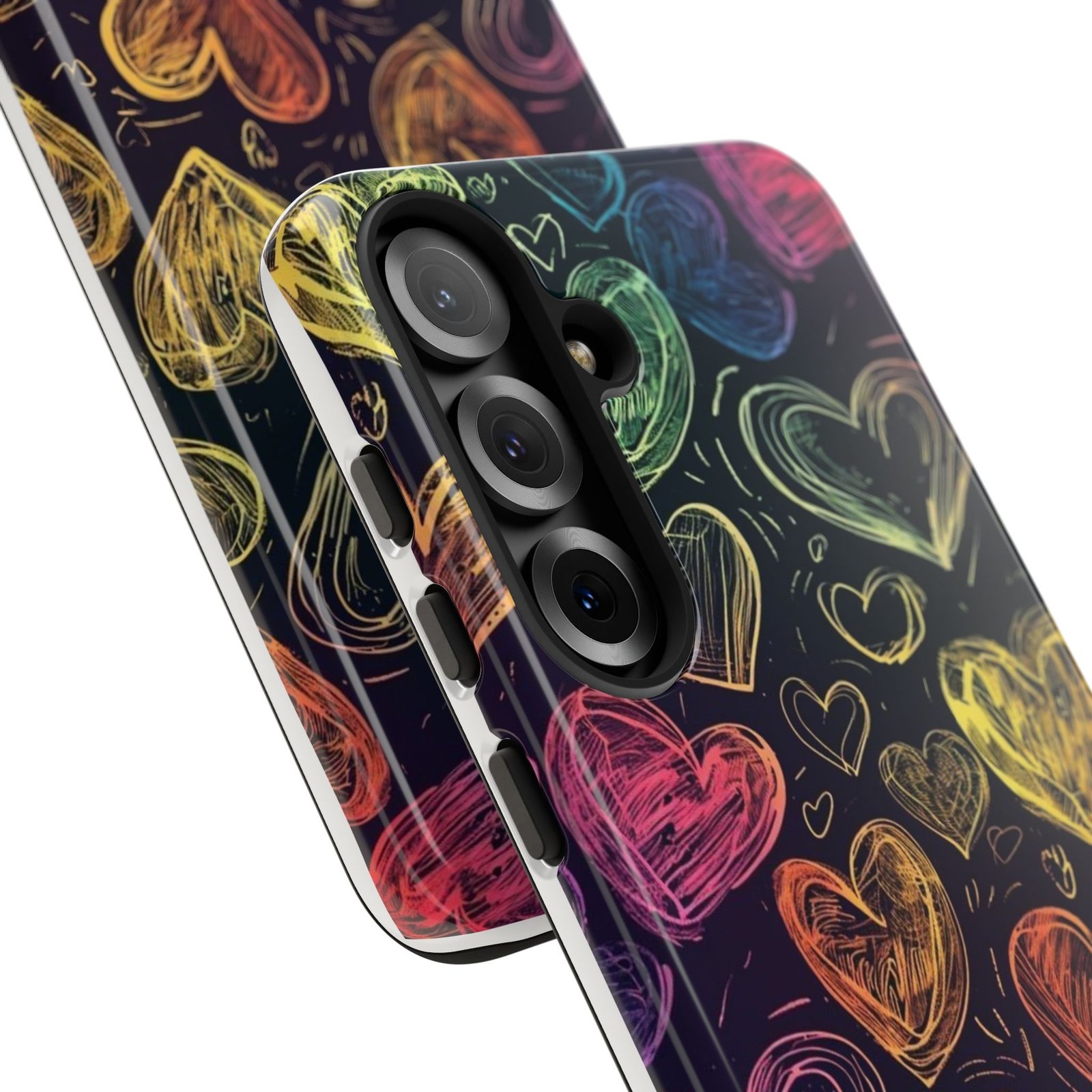 Colorful Heart Phone Case, Rainbow Love Design, Tough Phone Case, Gift for Couples, Fun Phone Accessory, Cute Heart Case - Image 123