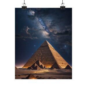 Majestic Pyramid Night Sky Poster, Abstract Wall Art, Home Decor, Gift for Art Lovers, Unique Photography Print, Egyptian Themed Wall Art