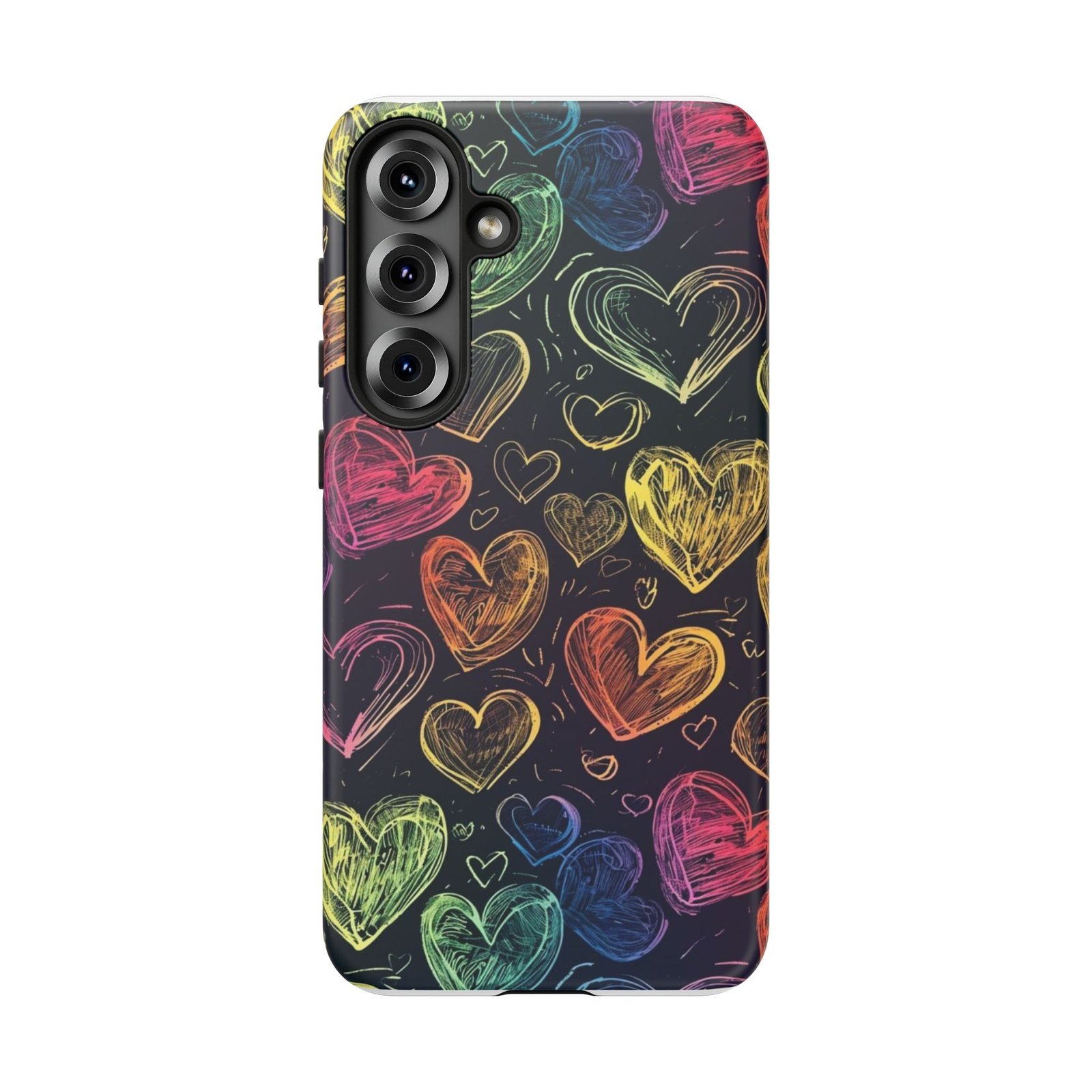 Colorful Heart Phone Case, Rainbow Love Design, Tough Phone Case, Gift for Couples, Fun Phone Accessory, Cute Heart Case - Image 126