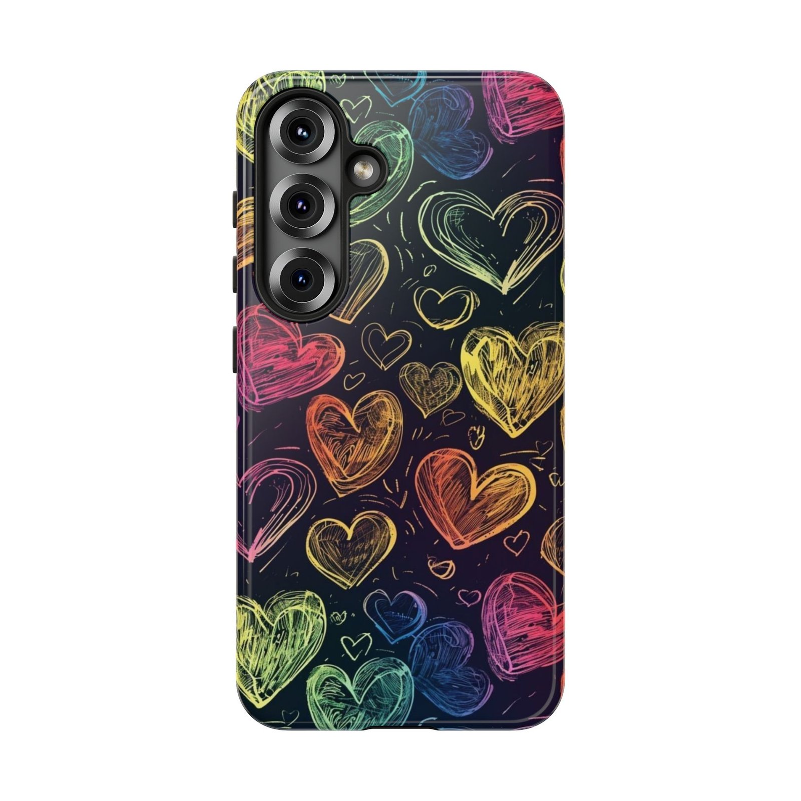 Colorful Heart Phone Case, Rainbow Love Design, Tough Phone Case, Gift for Couples, Fun Phone Accessory, Cute Heart Case - Image 114
