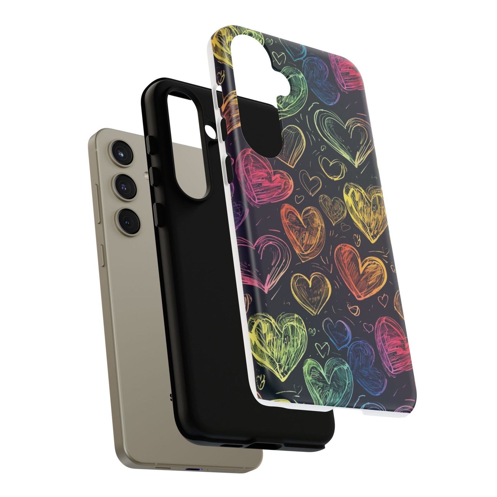 Colorful Heart Phone Case, Rainbow Love Design, Tough Phone Case, Gift for Couples, Fun Phone Accessory, Cute Heart Case - Image 93