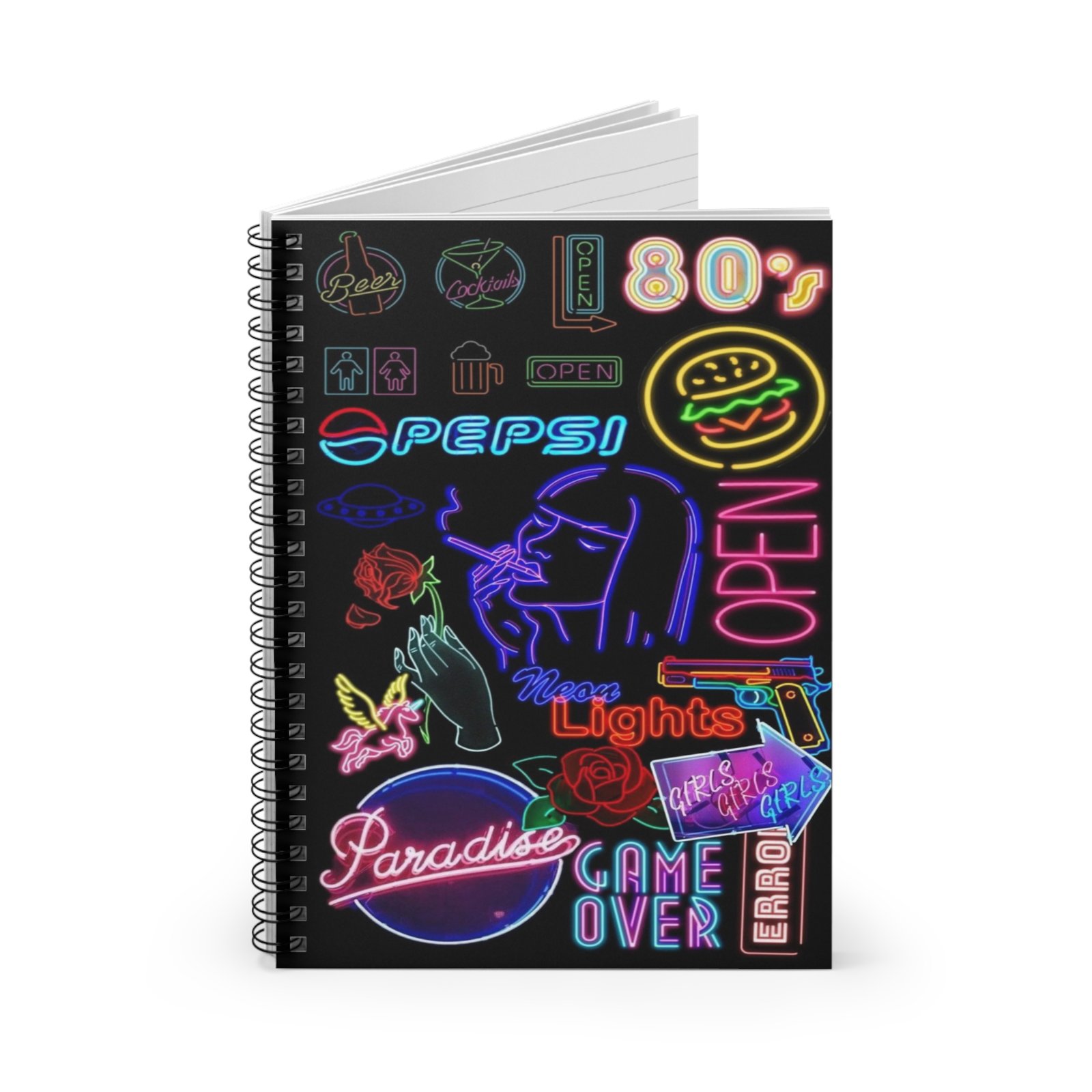 Retro Neon Spiral Notebook - Ruled Line, Vintage Aesthetic Journal, Gift for Students, 80s Inspired Stationery, Fun Note-taking - Image 2