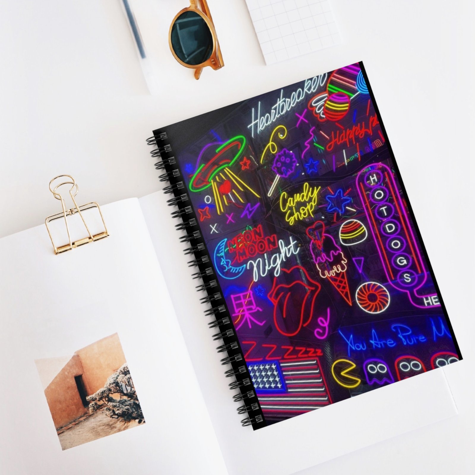 Neon Vibes Spiral Notebook - Ruled Line, Vibrant Journal, Retro Notebook for Creatives, Creative Writing, Gift for Students - Image 5