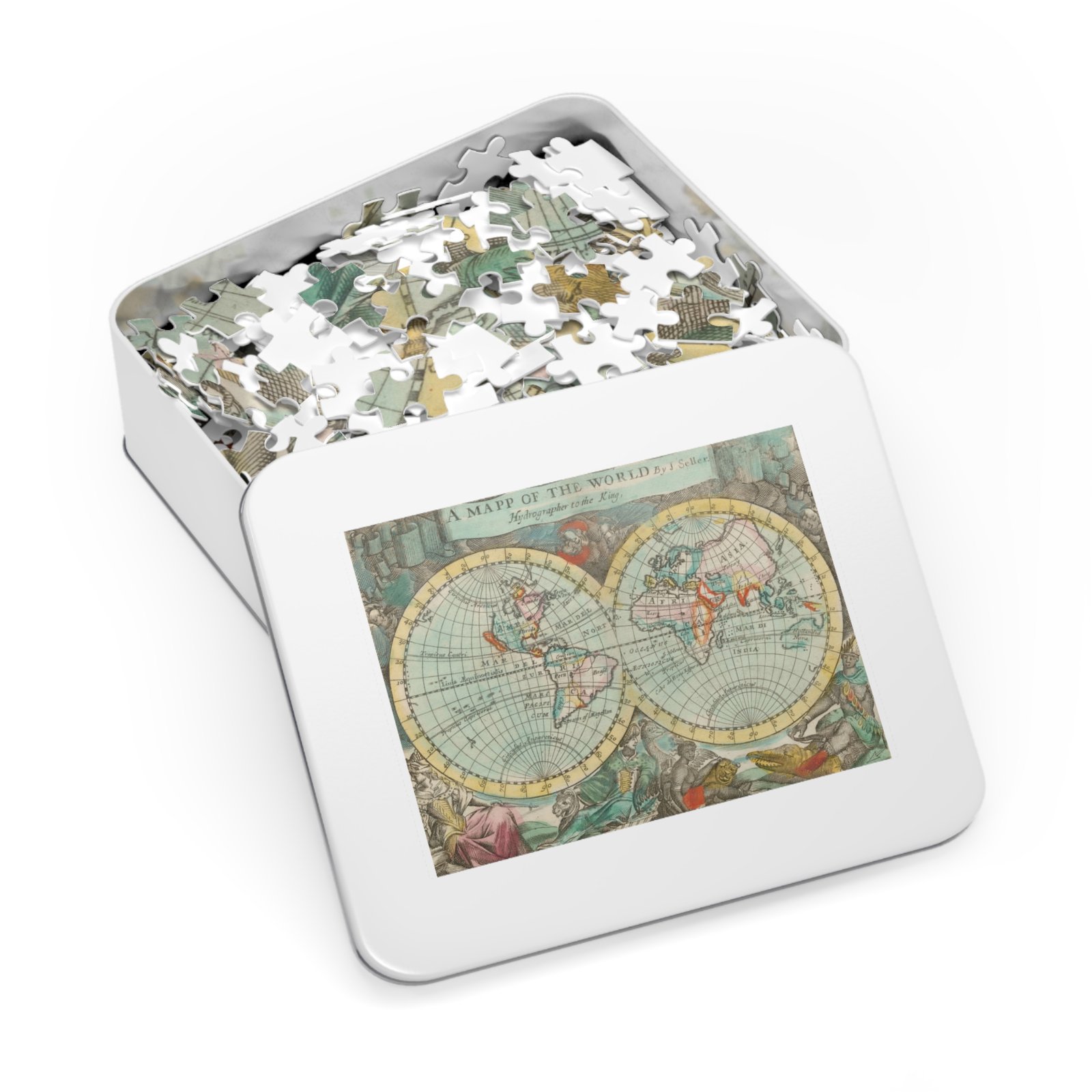 Vintage World Map Jigsaw Puzzle with Tin, Educational Gift, Home Decor, Family Activity, Travel Enthusiast Set, 500 Pieces - Image 5