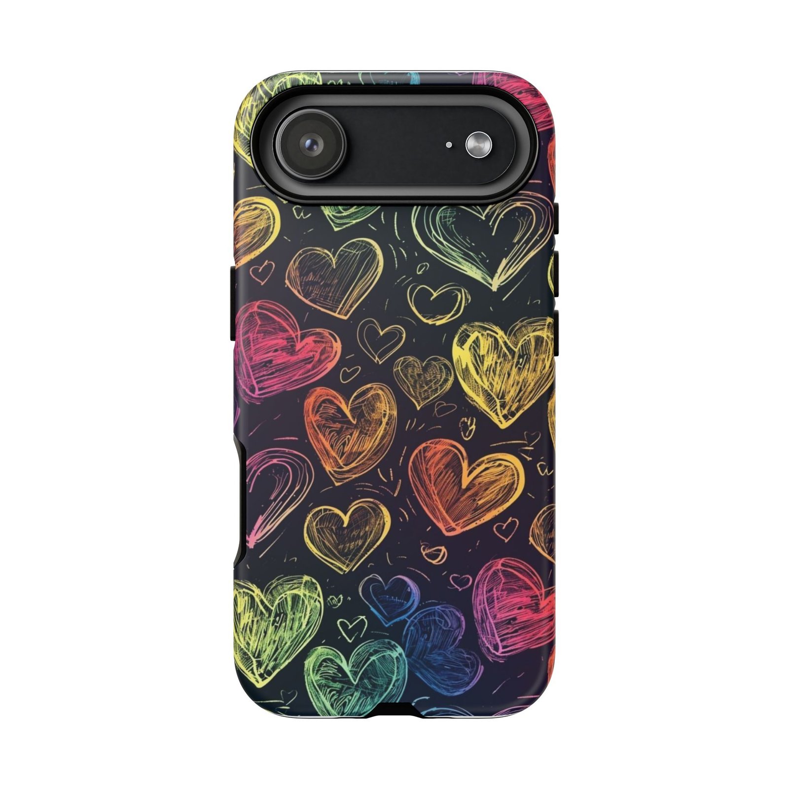 Colorful Heart Phone Case, Rainbow Love Design, Tough Phone Case, Gift for Couples, Fun Phone Accessory, Cute Heart Case - Image 141