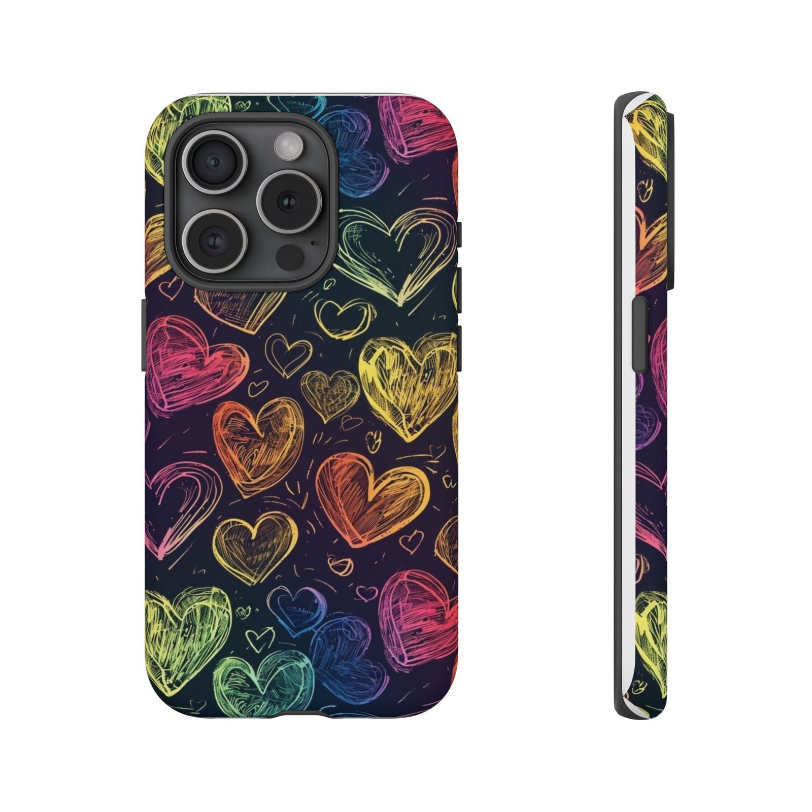 Colorful Heart Phone Case, Rainbow Love Design, Tough Phone Case, Gift for Couples, Fun Phone Accessory, Cute Heart Case - Image 72