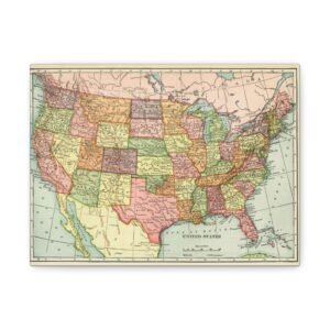 Vintage Map Canvas Wall Art, Perfect for Home Decor, Travel Lovers, Gift for Geography Buffs, Educational Art, Wall Decoration