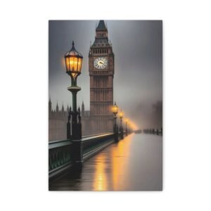 London Fog Canvas Art Print, Stunning Big Ben Wall Decor, Photography, Home Decoration, Gift Idea for Travelers, Bedroom Wall Art, 1.25"
