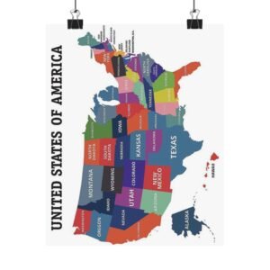Interactive State Map Poster - Perfect for Home Decor, Educational Gift, Adventure Planning, Travel Enthusiasts, Wall Art