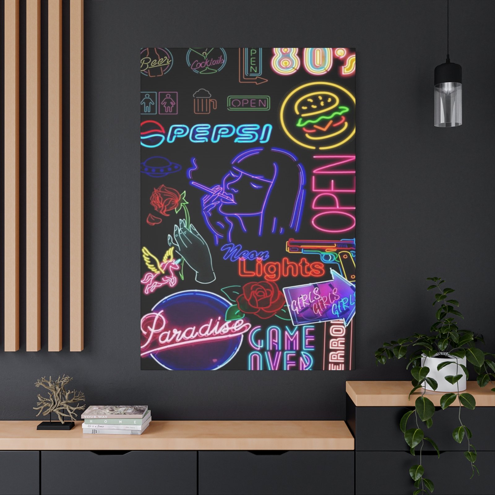 Neon Lights Wall Art, Colorful Canvas Print, Perfect for Home Decor, Gifts for Friends, Nightlife Aesthetic, Retro Vibes - Image 6