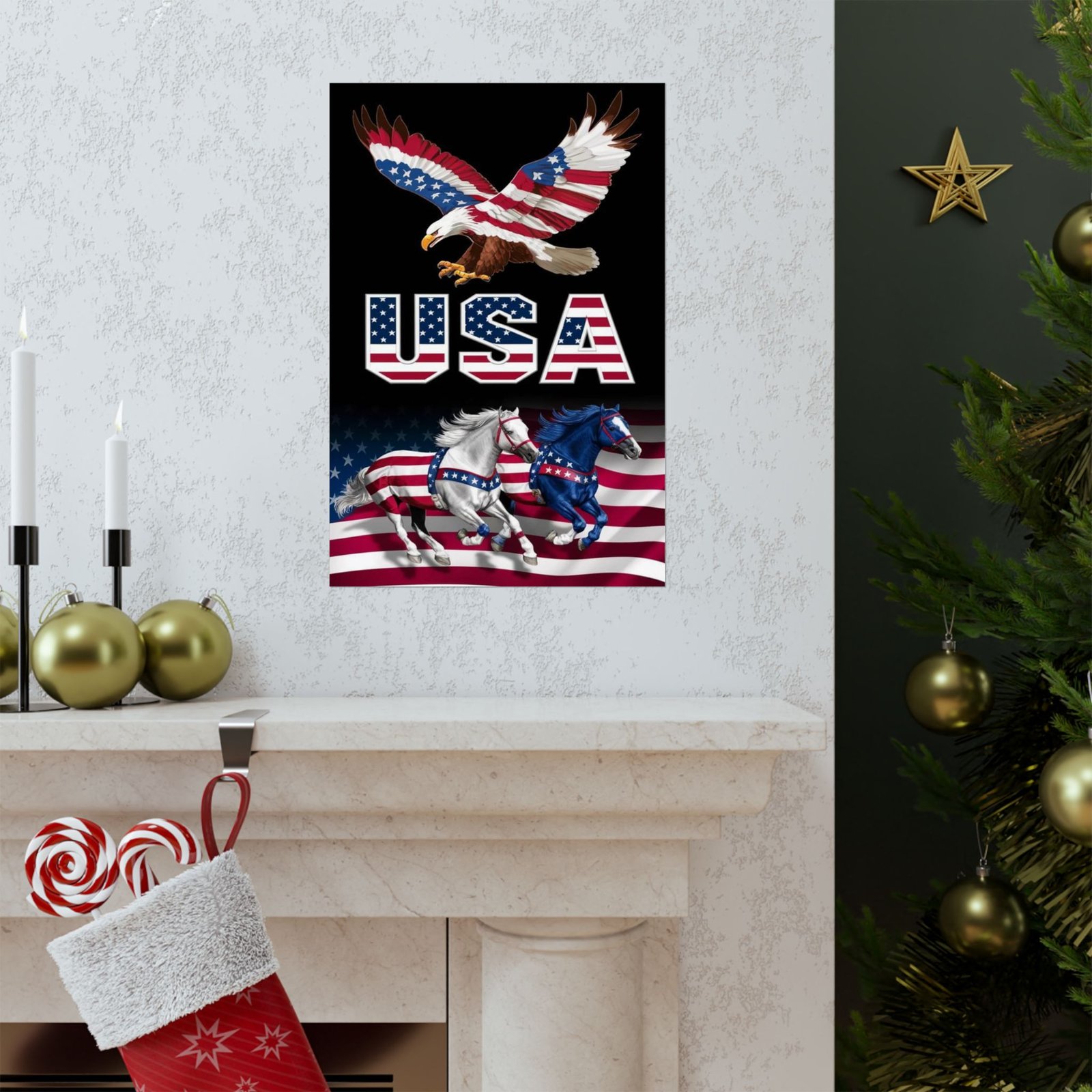 Patriotic Matte Vertical Posters - USA Eagle & Horses, American Flag Decor, Independence Day, Memorial Day, Gift for Veterans - Image 9