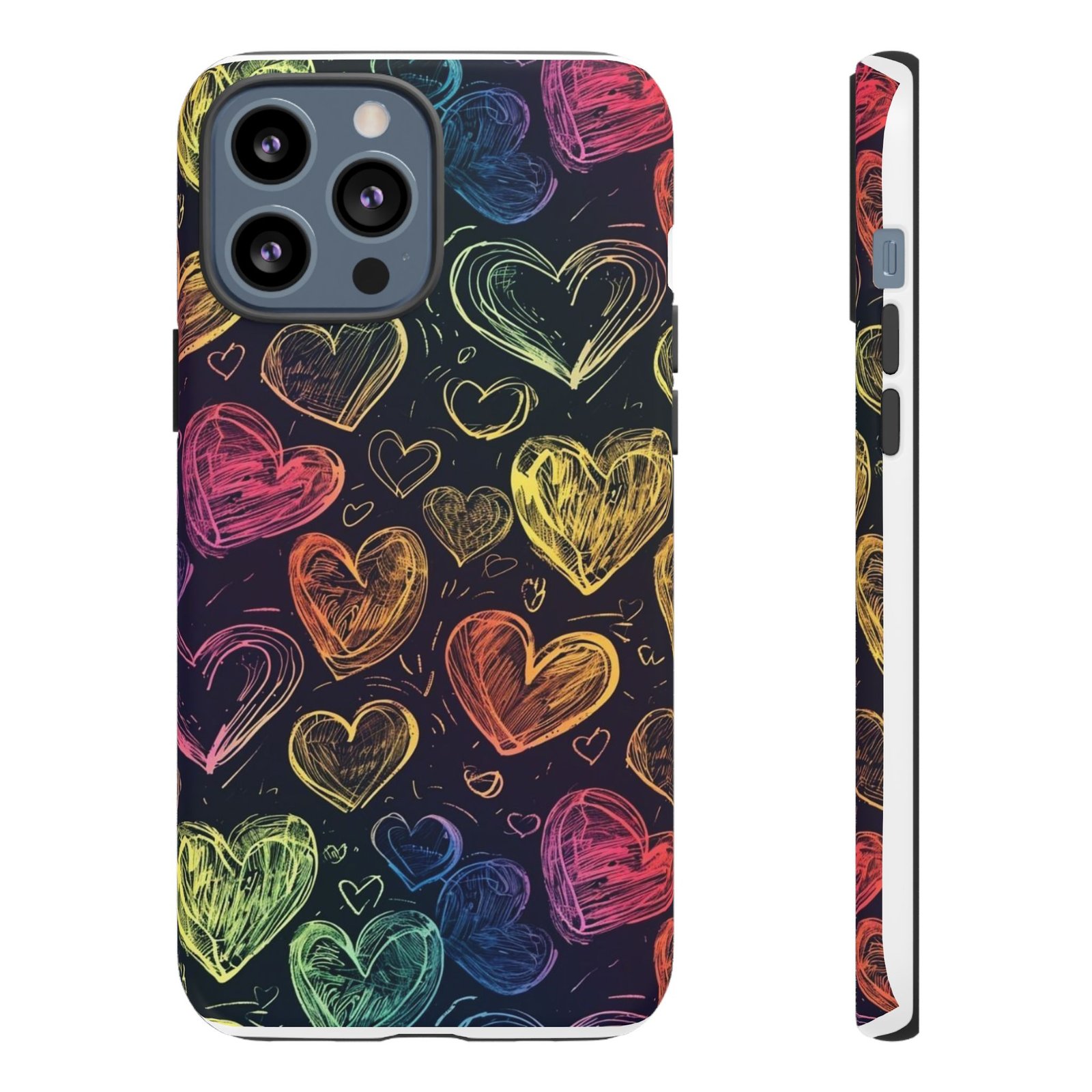 Colorful Heart Phone Case, Rainbow Love Design, Tough Phone Case, Gift for Couples, Fun Phone Accessory, Cute Heart Case - Image 17