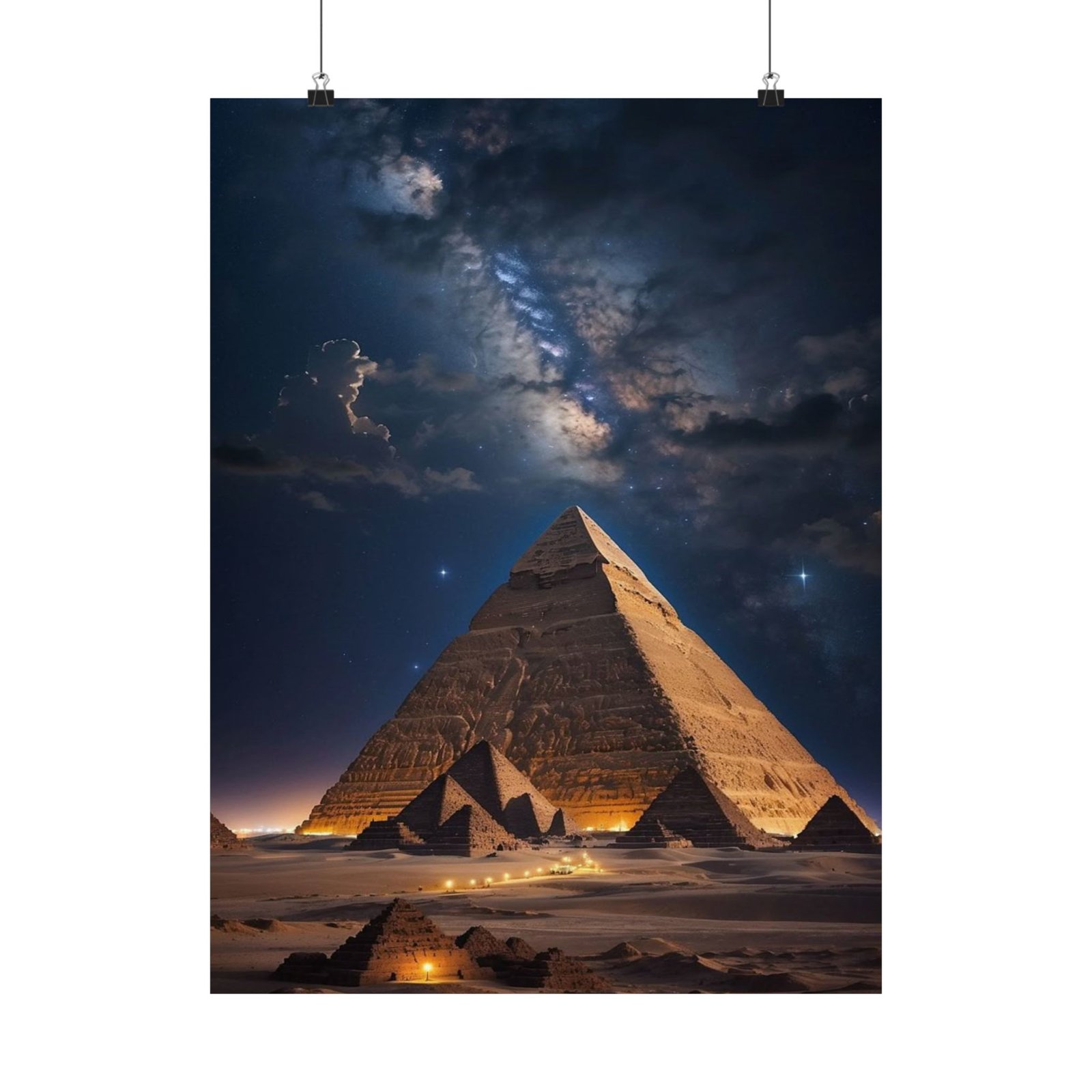 Majestic Pyramid Night Sky Poster, Abstract Wall Art, Home Decor, Gift for Art Lovers, Unique Photography Print, Egyptian Themed Wall Art - Image 2