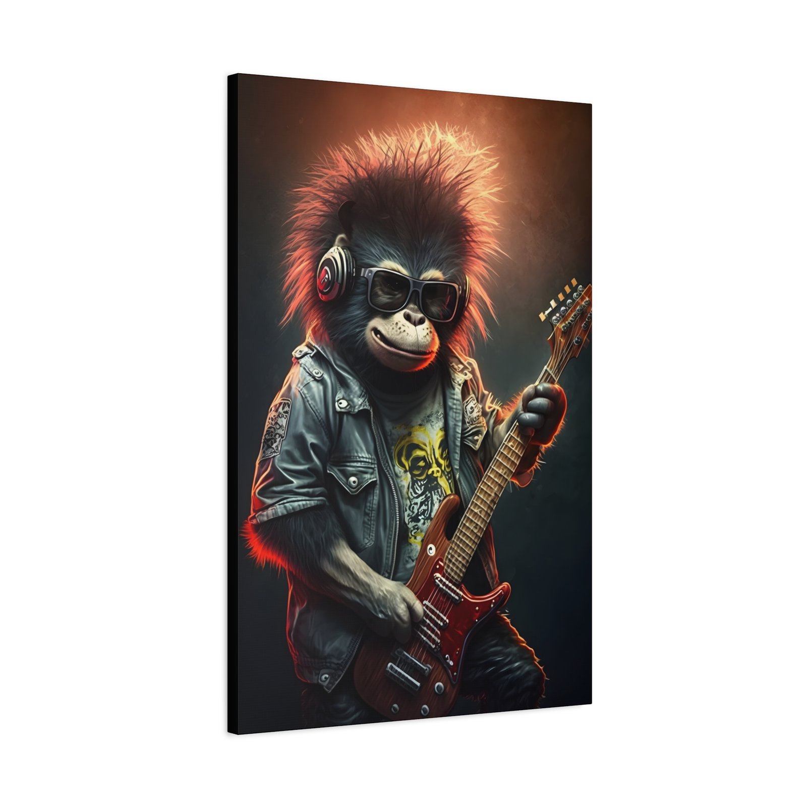 Rockstar Monkey Canvas Art Print, Music Decor, Gorilla Wall Art, Fun Artwork, Gift for Musicians, Birthday, Funky Home Decor - Image 2
