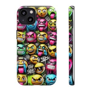 Colorful Emoji Phone Case, Tough Cases for Teens, Trendy Phone Accessory, Fun Gift for Gamers, Vibrant Protection Case
