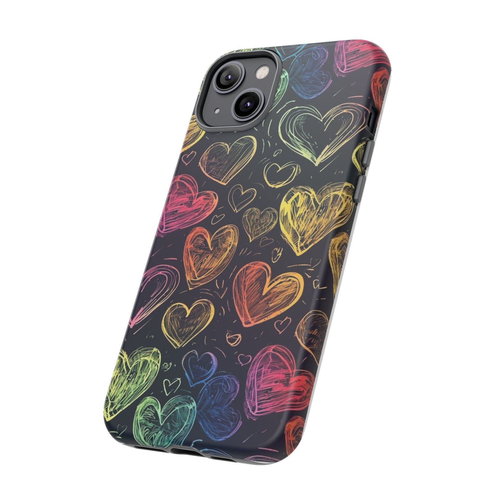 Colorful Heart Phone Case, Rainbow Love Design, Tough Phone Case, Gift for Couples, Fun Phone Accessory, Cute Heart Case - Image 32