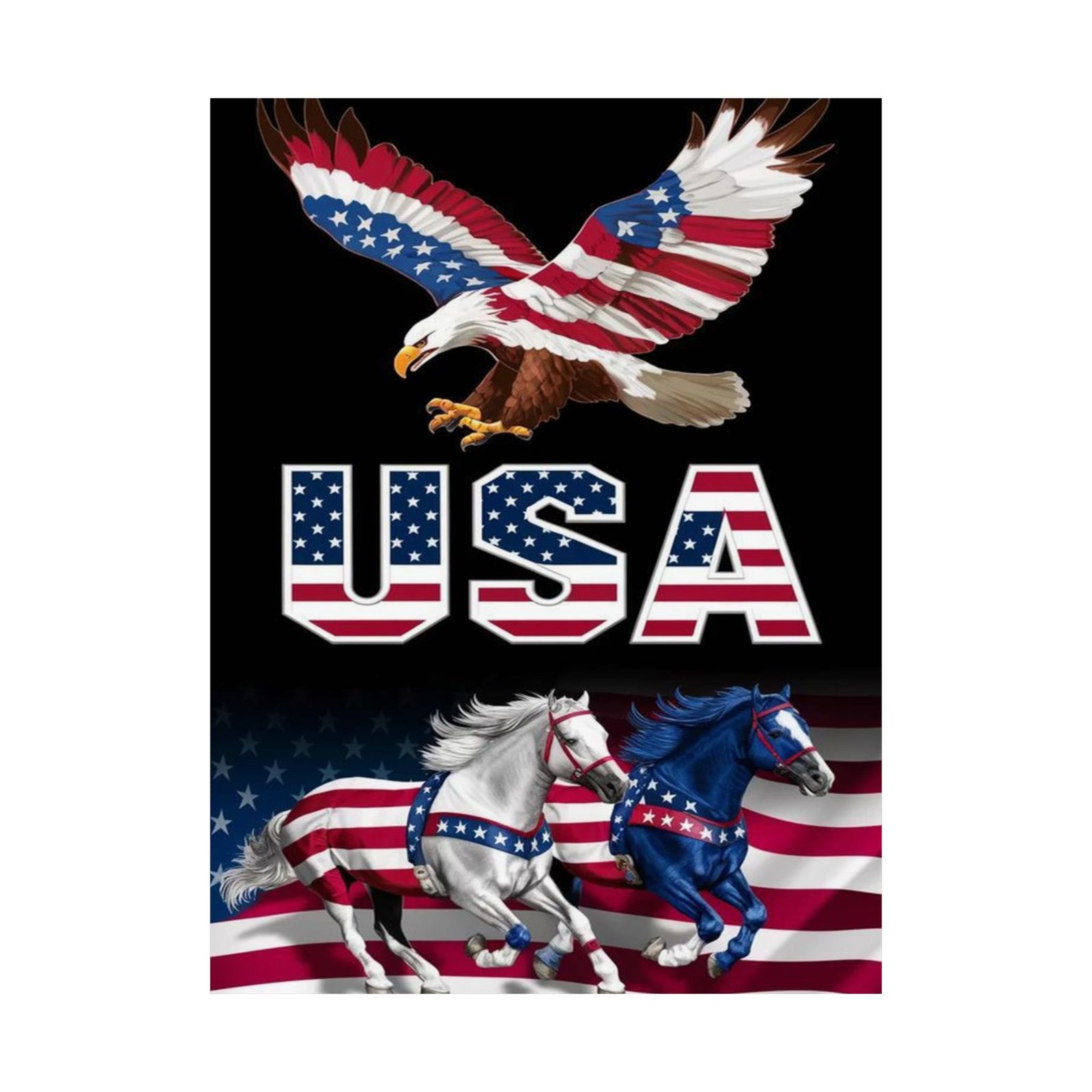 Patriotic Matte Vertical Posters - USA Eagle & Horses, American Flag Decor, Independence Day, Memorial Day, Gift for Veterans - Image 3