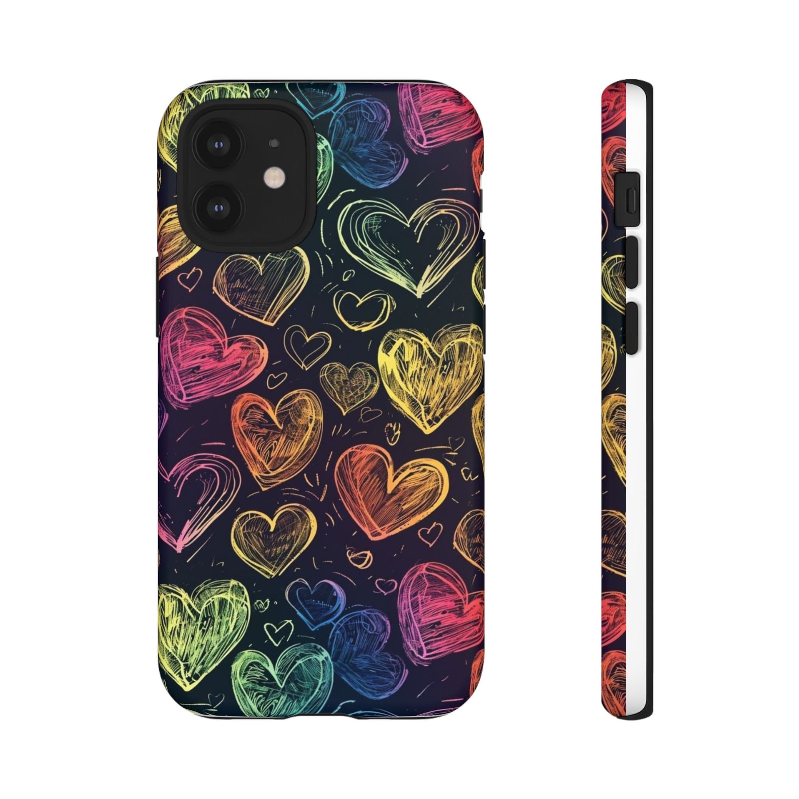 Colorful Heart Phone Case, Rainbow Love Design, Tough Phone Case, Gift for Couples, Fun Phone Accessory, Cute Heart Case - Image 2