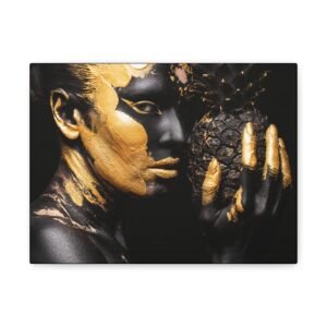 Golden Pineapple Art Canvas, Modern Wall Decor, Black and Gold Artwork, Unique Gift for Home, Art Lovers, Statement Piece