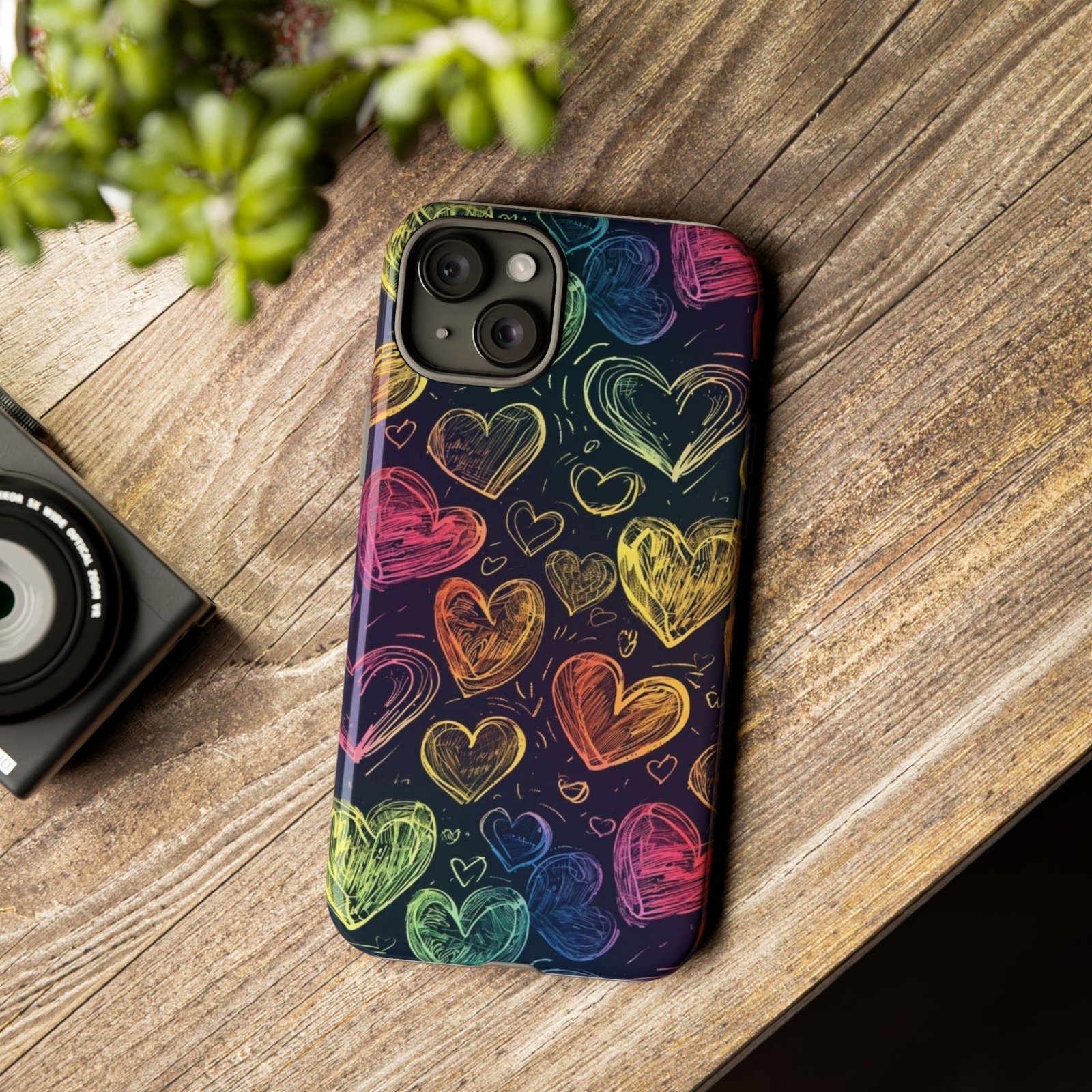Colorful Heart Phone Case, Rainbow Love Design, Tough Phone Case, Gift for Couples, Fun Phone Accessory, Cute Heart Case - Image 71