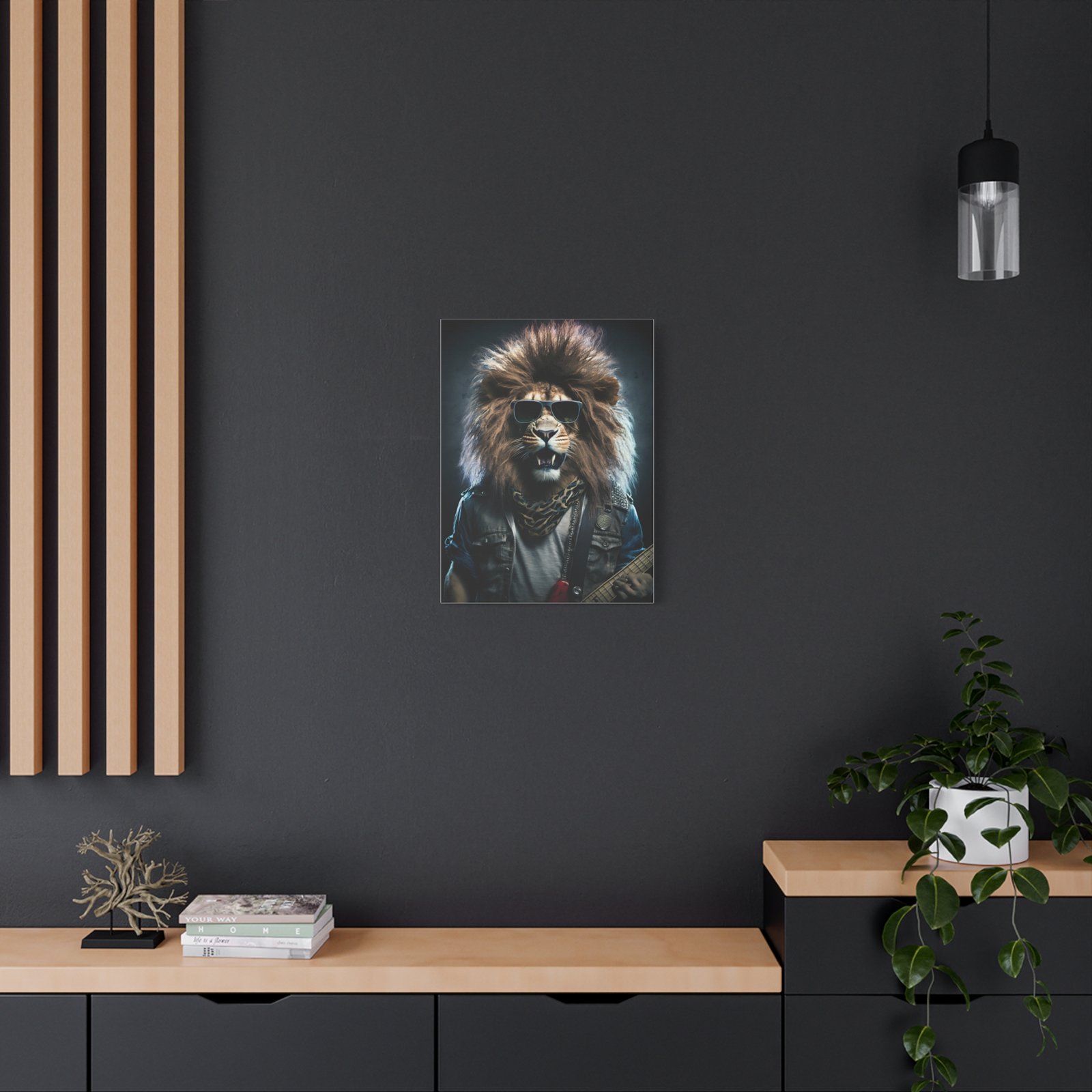 Cool Lion Rock Star Matte Canvas Art Print, Music Room Decor, Unique Wall Art, Gift for Animal Lovers, Rock and Roll Home Style - Image 7