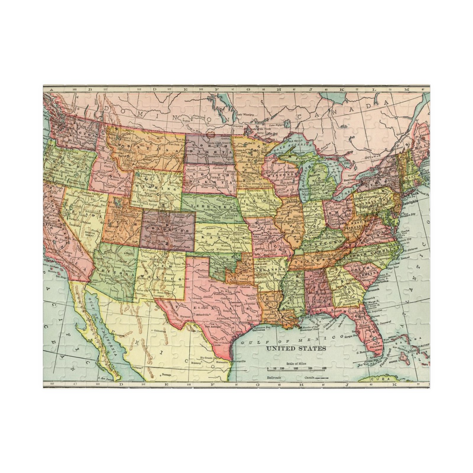 Vintage US Map Puzzle, Educational Puzzle, Fun Family Activity, Geography Gift, Home Decor - Image 2