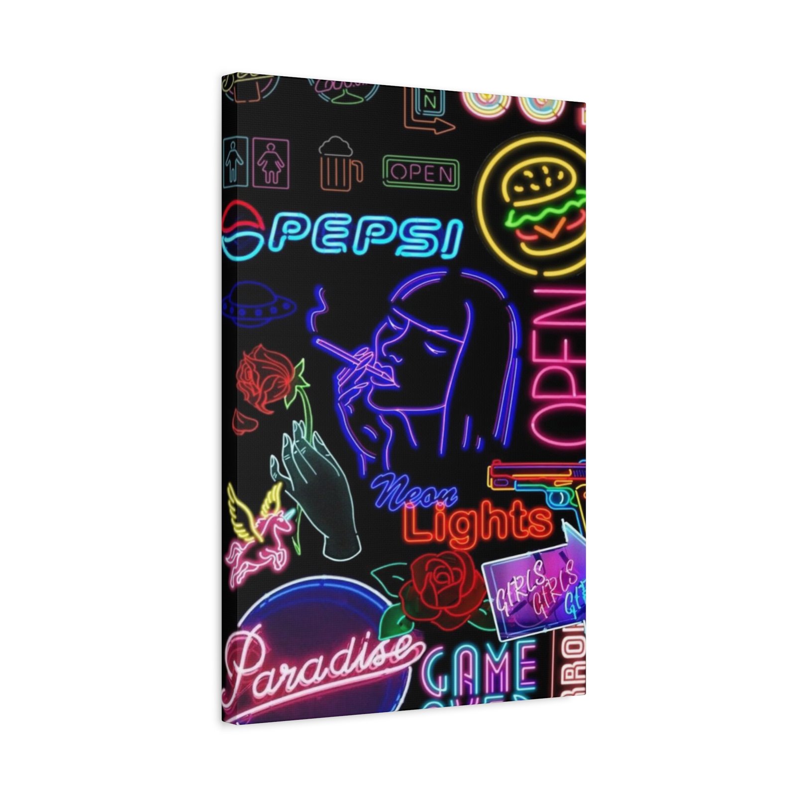 Neon Lights Wall Art, Colorful Canvas Print, Perfect for Home Decor, Gifts for Friends, Nightlife Aesthetic, Retro Vibes - Image 3
