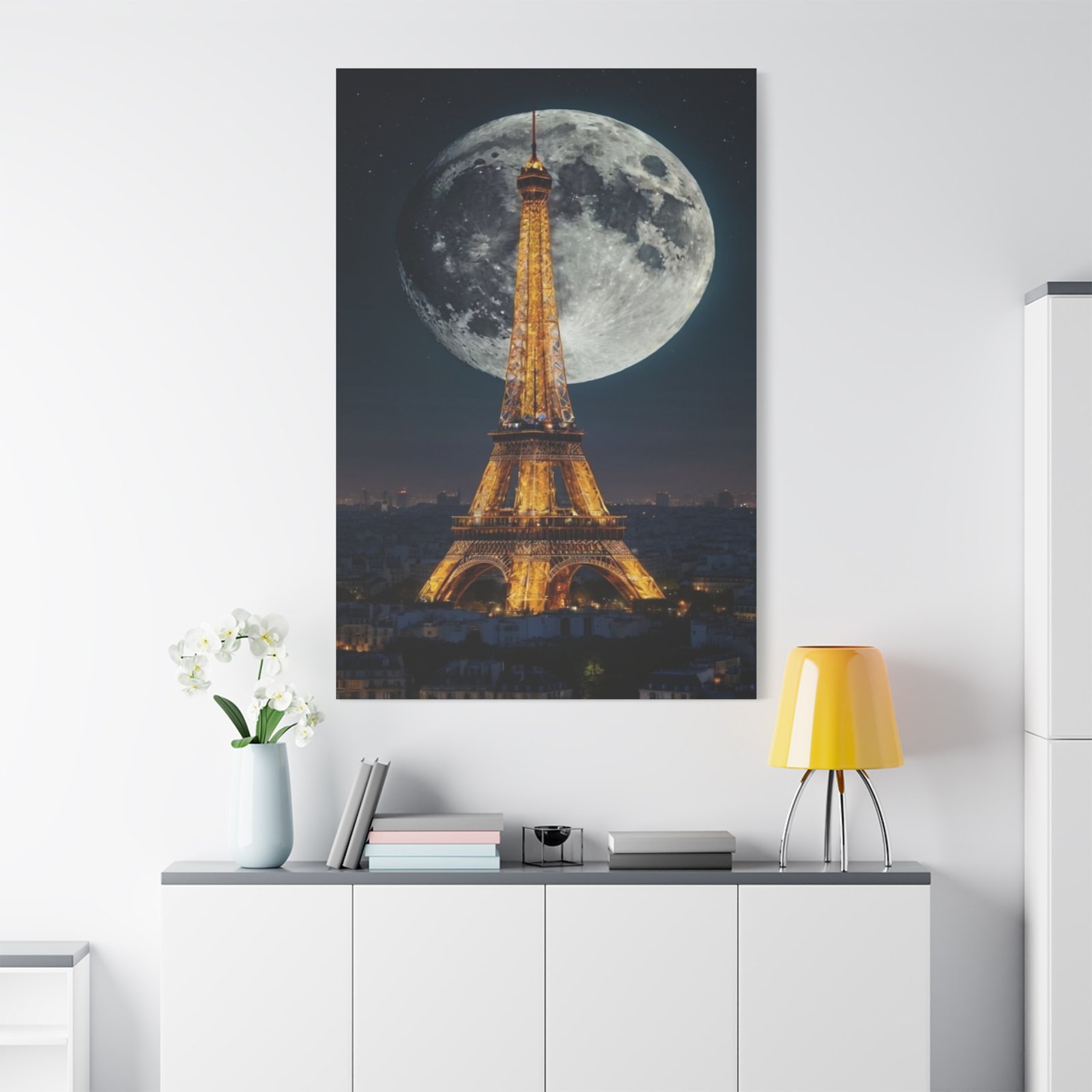 Parisian Moonlit Canvas Wall Art - Eiffel Tower, Modern Home Decor, Gift for Travelers, French Decor, Wall Hanging - Image 6
