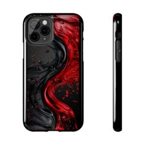 Stylish Tough Phone Cases - Vibrant Red & Black Fluid Design, Durable, Trendy Gift for Him/Her, Birthday, Holiday