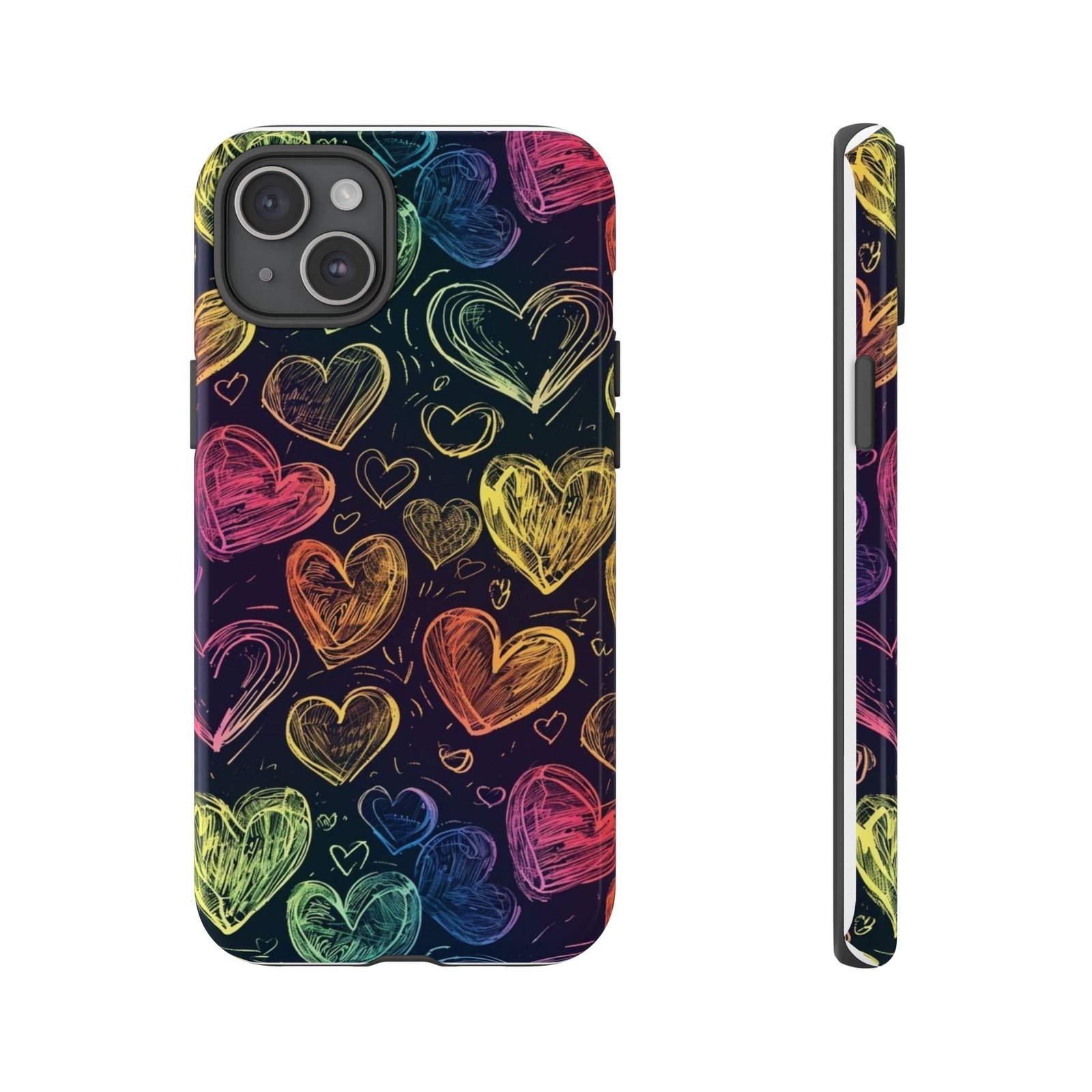 Colorful Heart Phone Case, Rainbow Love Design, Tough Phone Case, Gift for Couples, Fun Phone Accessory, Cute Heart Case - Image 69