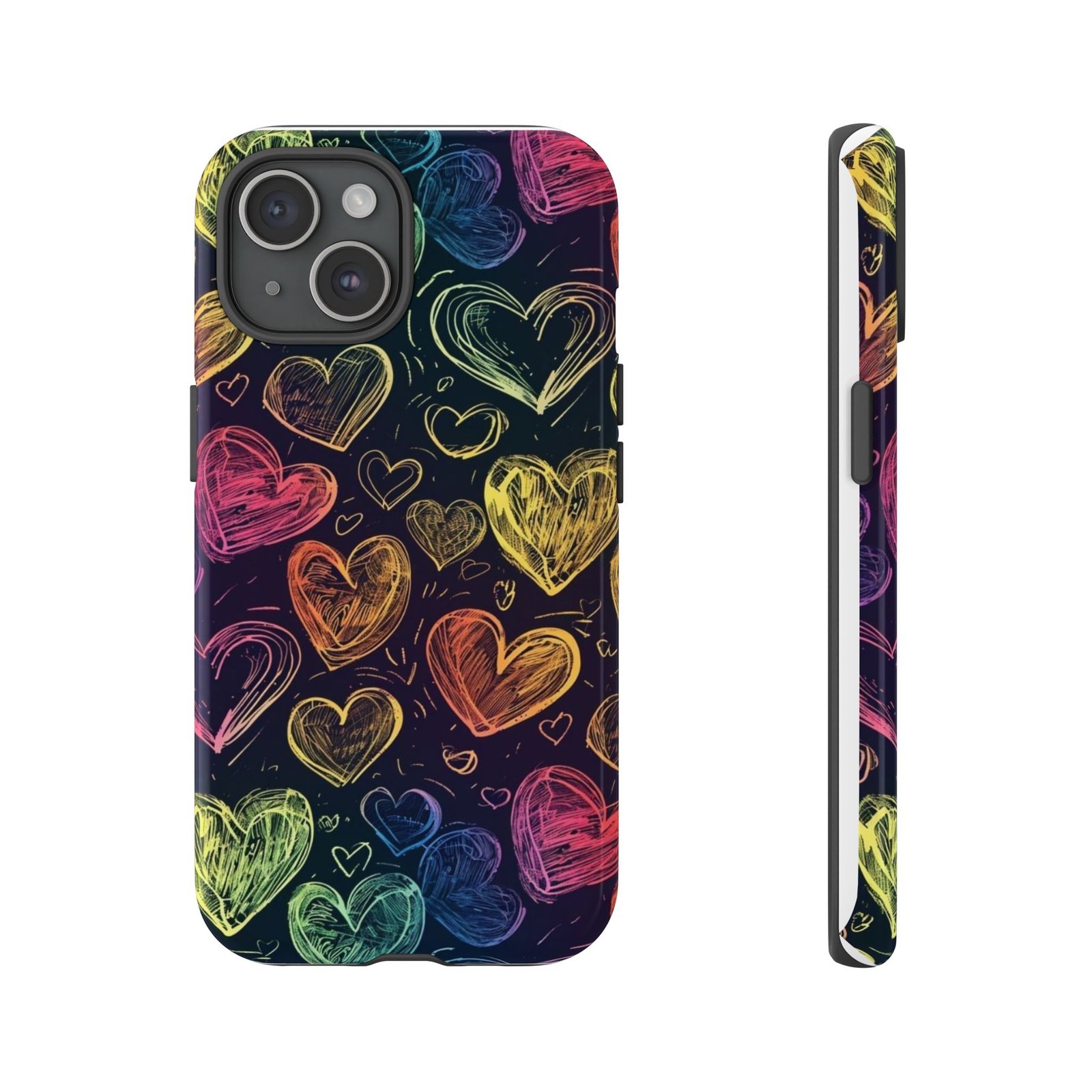 Colorful Heart Phone Case, Rainbow Love Design, Tough Phone Case, Gift for Couples, Fun Phone Accessory, Cute Heart Case - Image 63