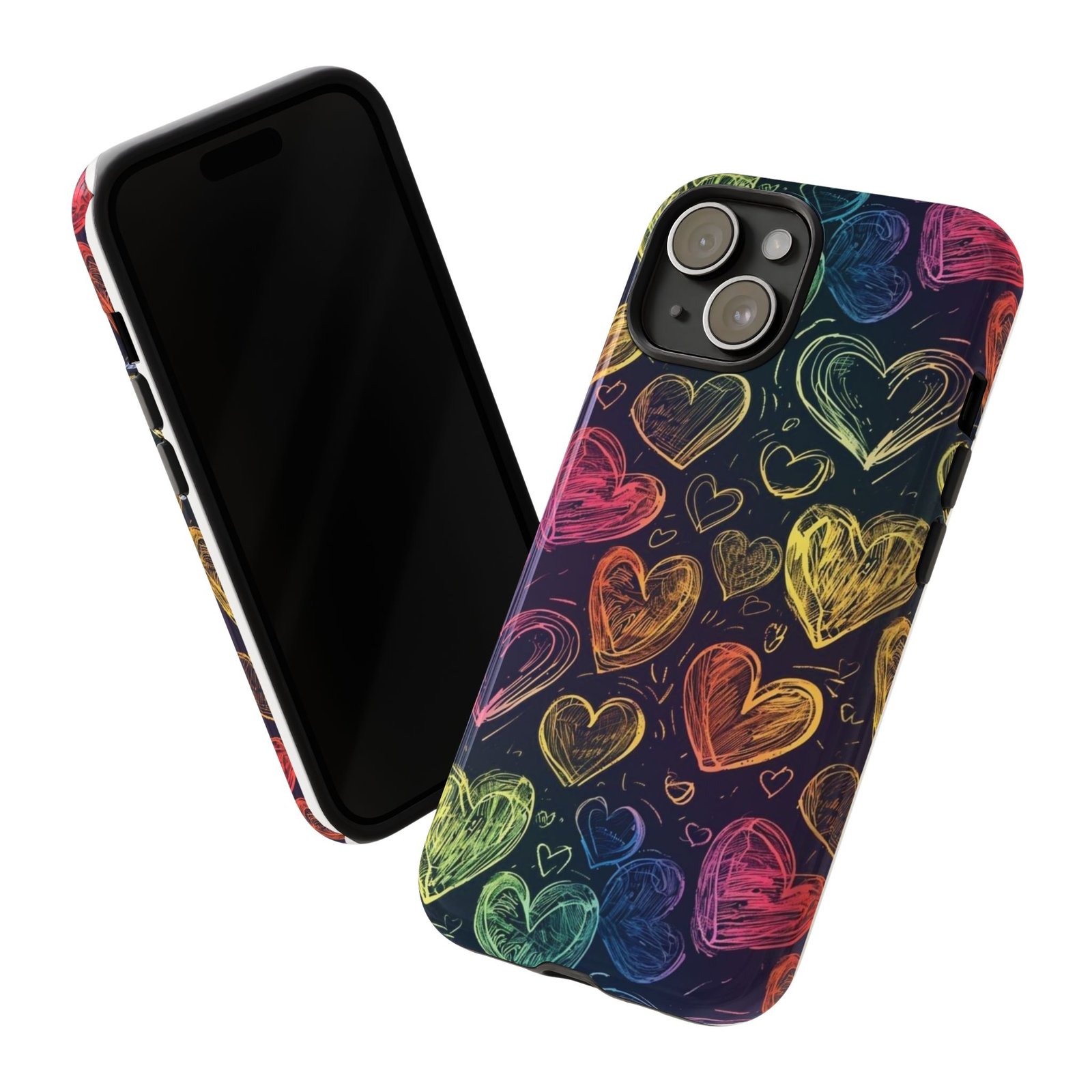 Colorful Heart Phone Case, Rainbow Love Design, Tough Phone Case, Gift for Couples, Fun Phone Accessory, Cute Heart Case - Image 64