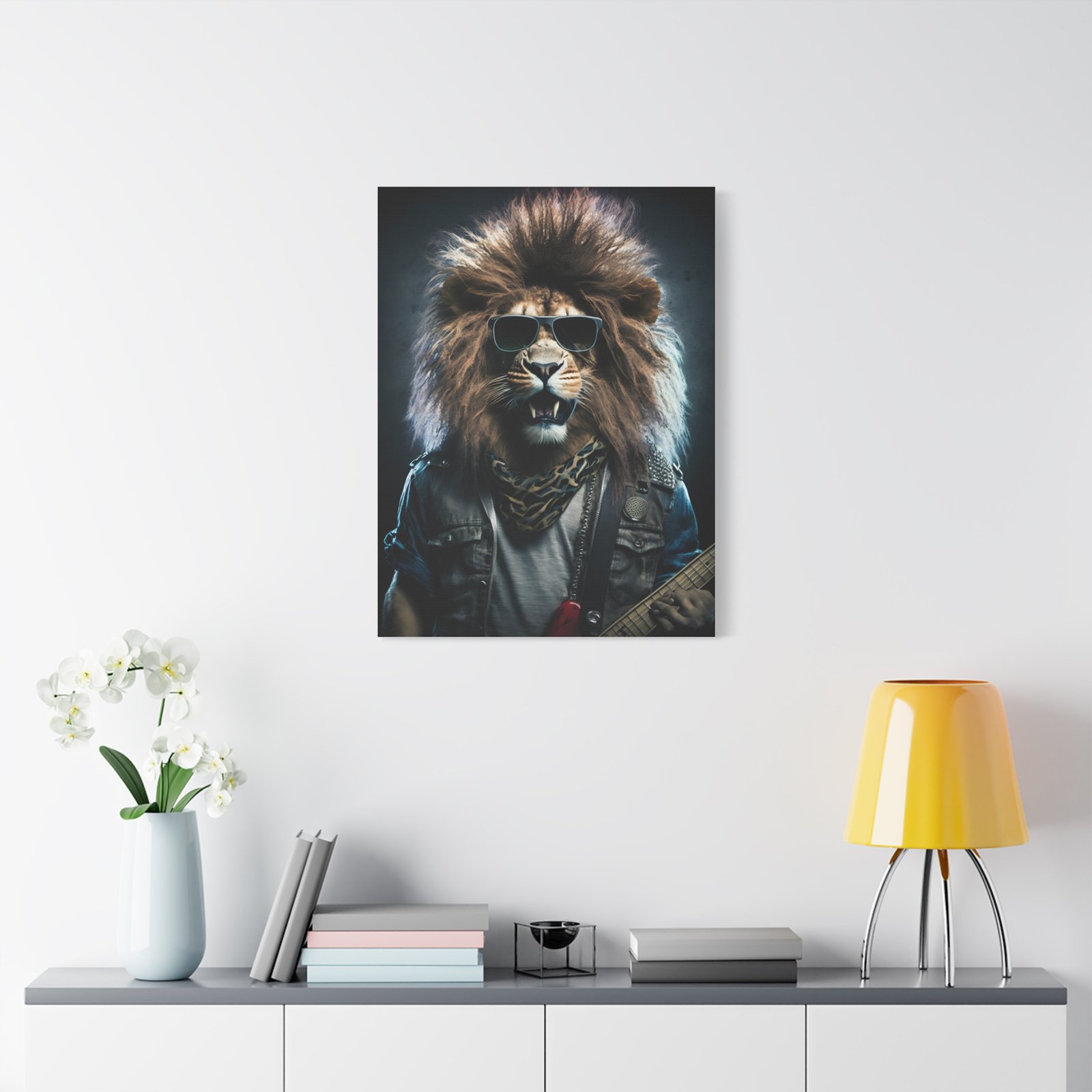 Cool Lion Rock Star Matte Canvas Art Print, Music Room Decor, Unique Wall Art, Gift for Animal Lovers, Rock and Roll Home Style - Image 5