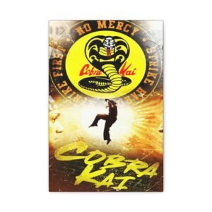 Cobra Kai Canvas Art - Retro Martial Arts Wall Decor, Gift for Karate Lovers, No Mercy Motivational Poster, Home Gym Decor, Movie