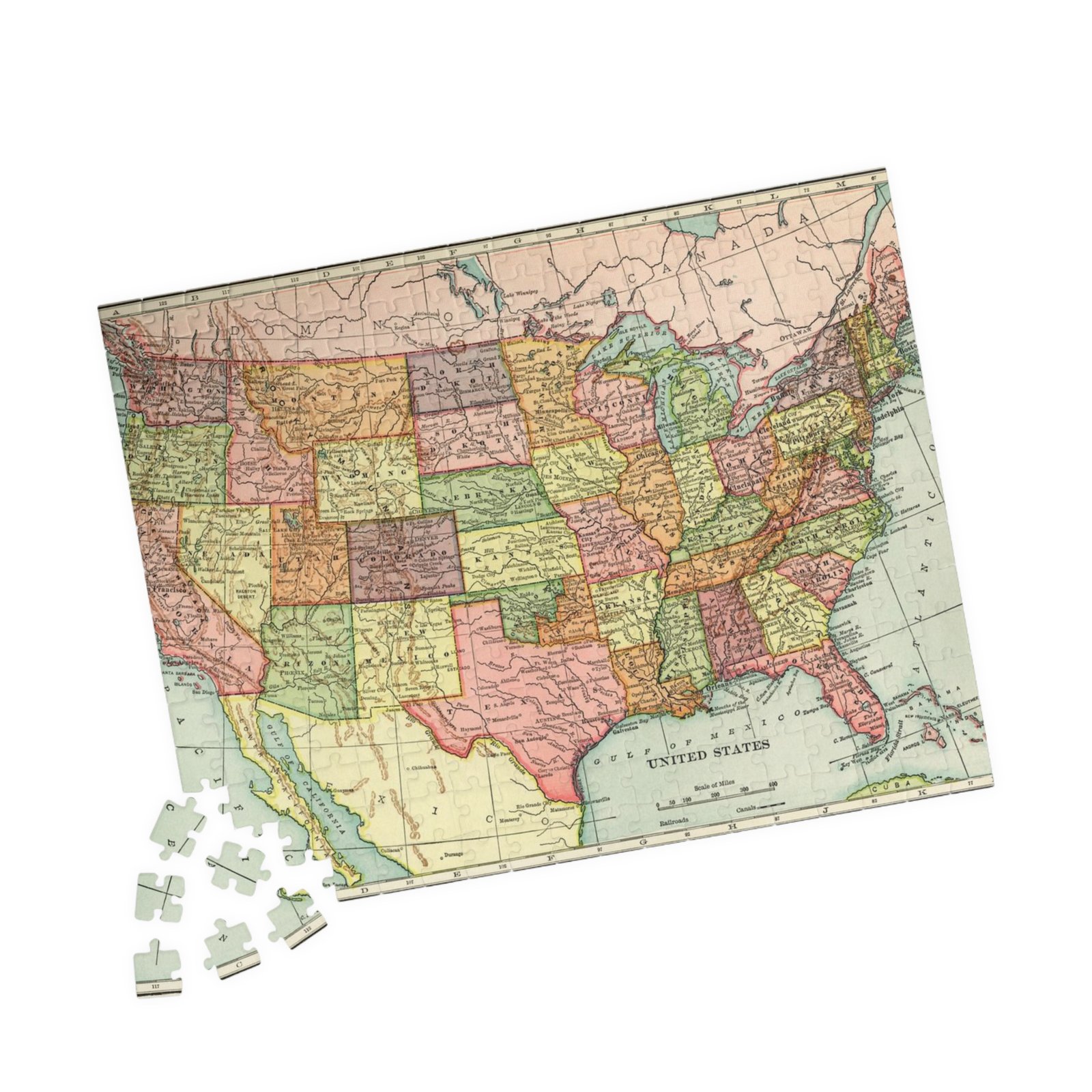 Vintage US Map Puzzle, Educational Puzzle, Fun Family Activity, Geography Gift, Home Decor - Image 5