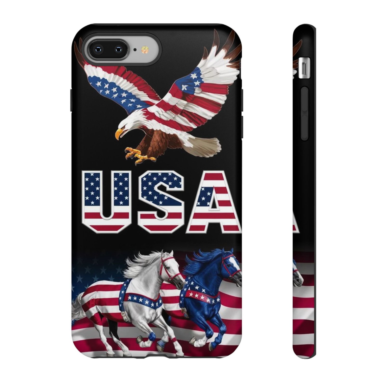 USA Patriotic Phone Case with American Eagle & Horses, Tough Cases, USA Phone Cover, Gift for Veterans, 4th of July, American Flag - Image 4