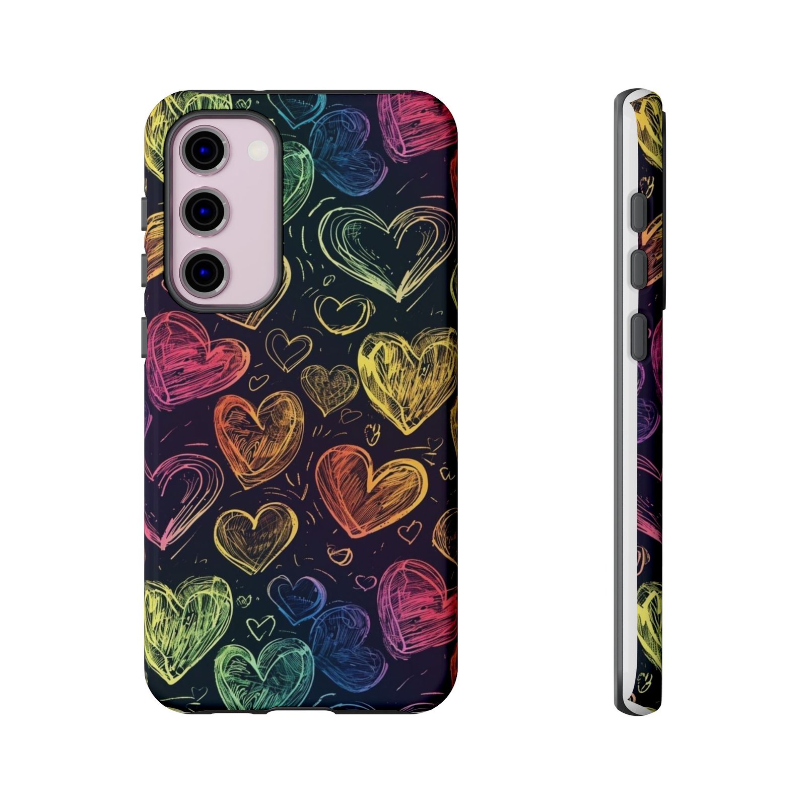 Colorful Heart Phone Case, Rainbow Love Design, Tough Phone Case, Gift for Couples, Fun Phone Accessory, Cute Heart Case - Image 47