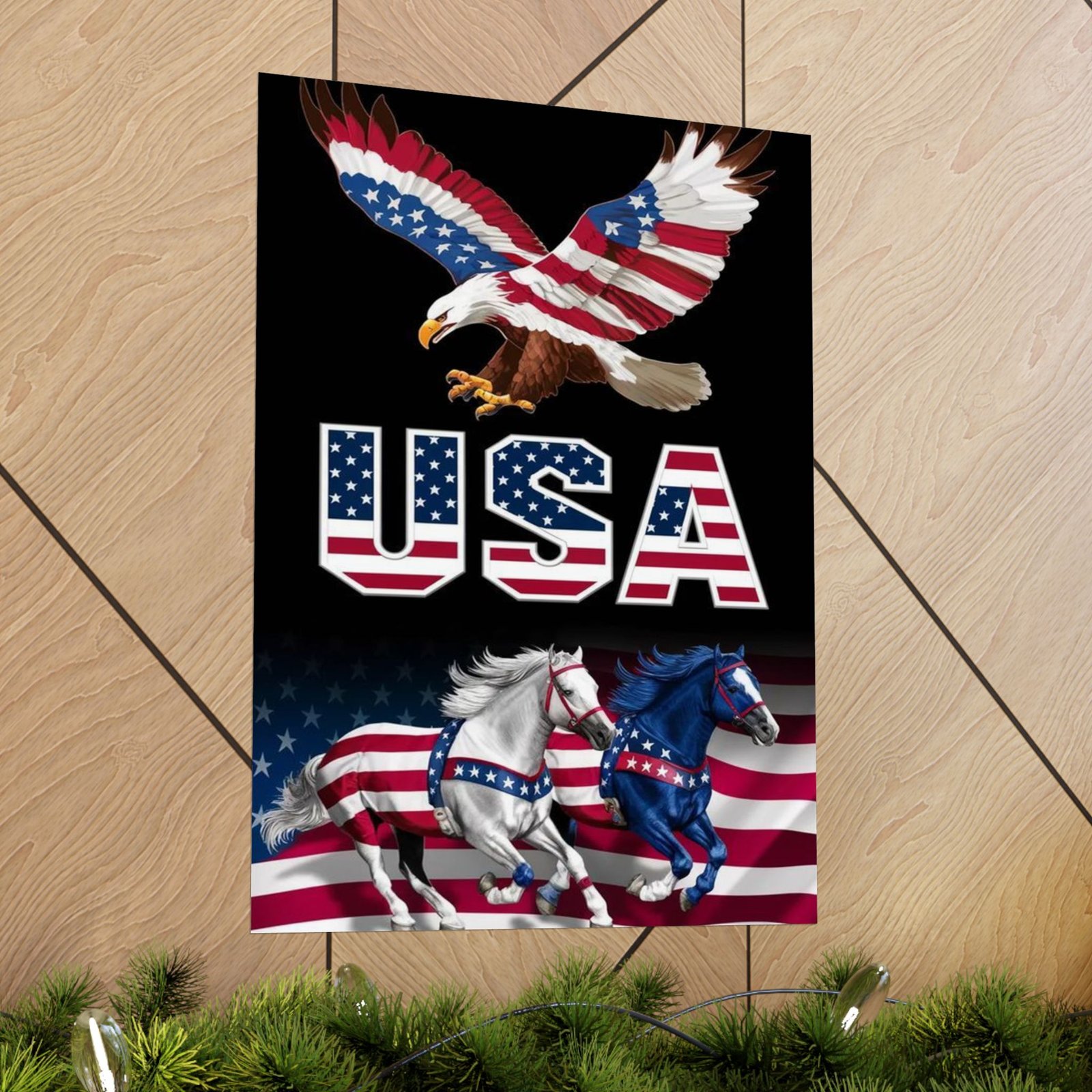 Patriotic Matte Vertical Posters - USA Eagle & Horses, American Flag Decor, Independence Day, Memorial Day, Gift for Veterans - Image 6