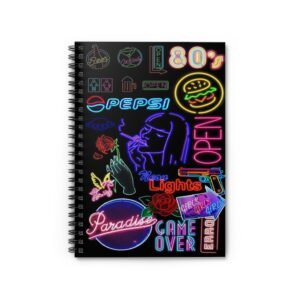 Retro Neon Spiral Notebook - Ruled Line, Vintage Aesthetic Journal, Gift for Students, 80s Inspired Stationery, Fun Note-taking