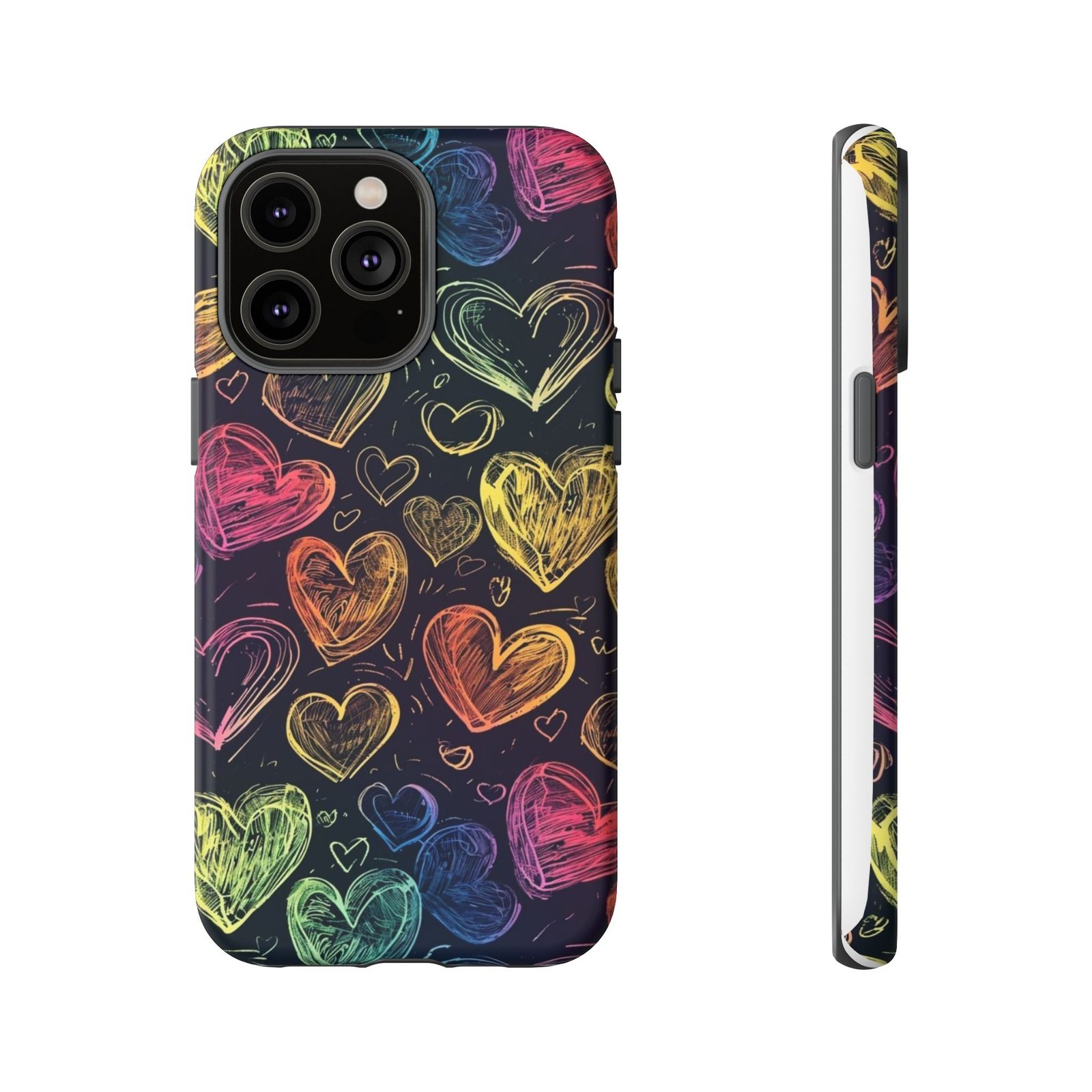 Colorful Heart Phone Case, Rainbow Love Design, Tough Phone Case, Gift for Couples, Fun Phone Accessory, Cute Heart Case - Image 35